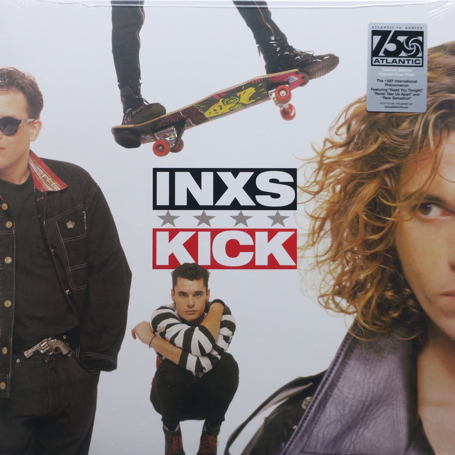 INXS 'Kick' Limited Edition Clear/White Vinyl LP Record - 80s Rock Music Collector's Item for Home Decor & Audiophile Listening