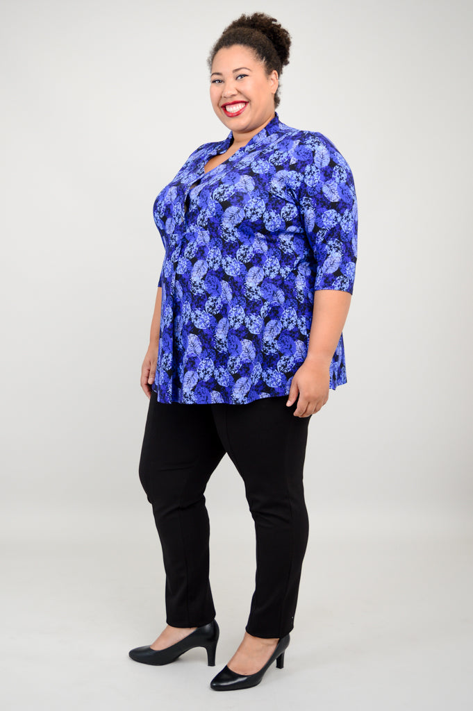 Edwina Women's Bamboo Top with Ice Foliage Print - Breathable Summer Blouse for Casual Wear, Office & Outdoor Activities