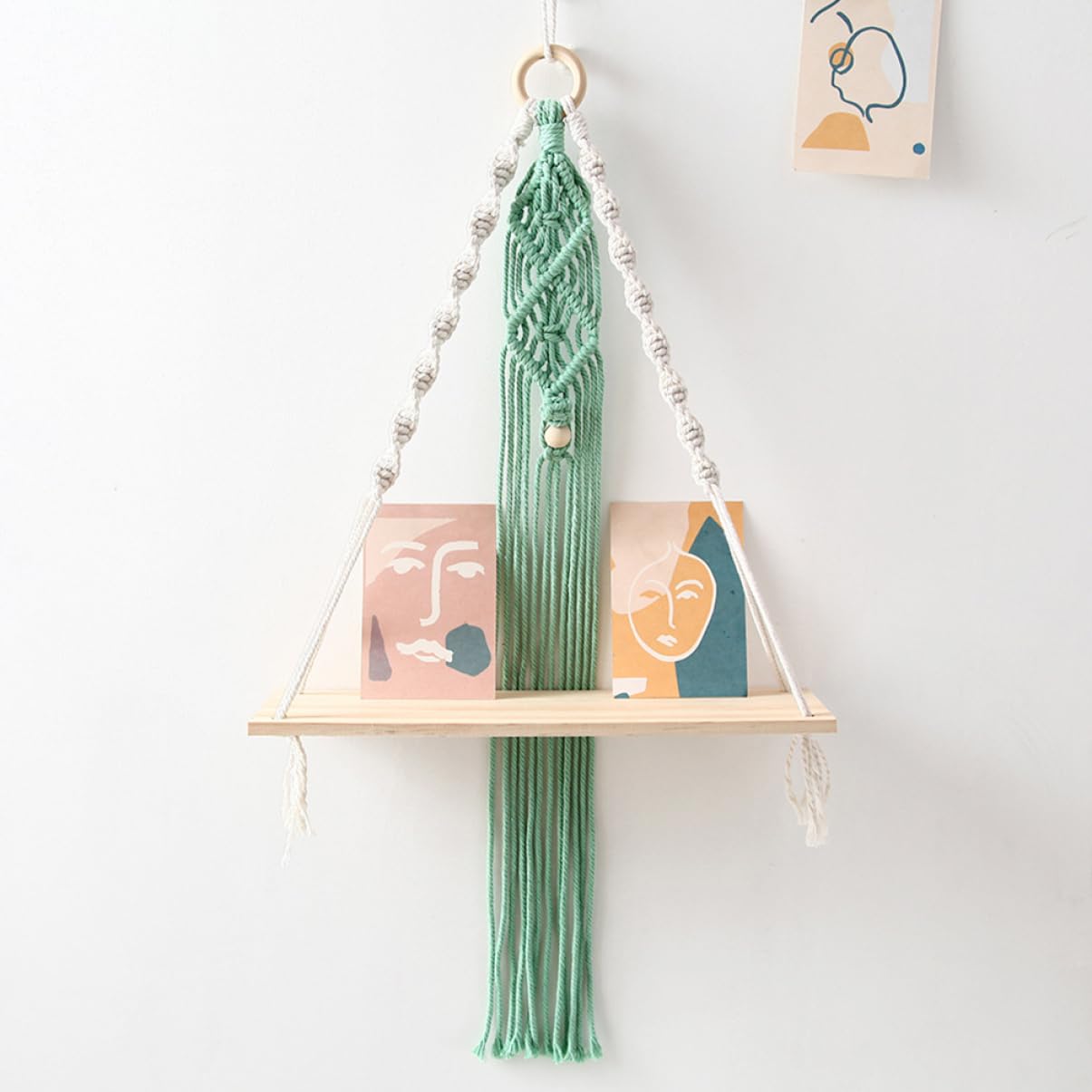 KOMBIUDA Cotton Swing Rope Wall Shelf - Hanging Storage Rack for Home Organization | Space-Saving Decor for Bedroom, Bathroom & Kitchen