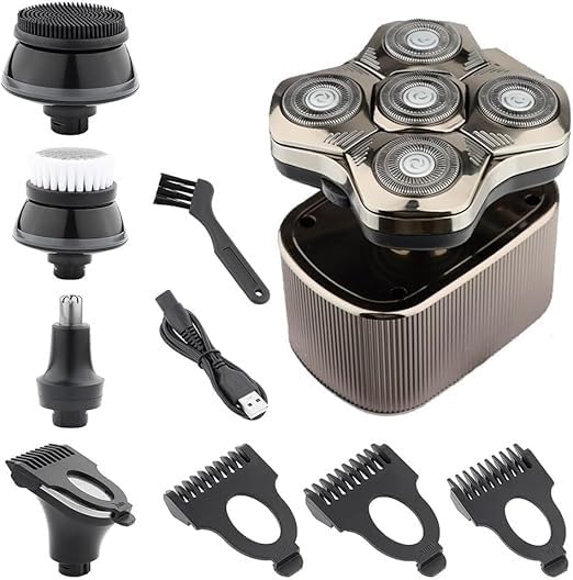 5-in-1 Men's Electric Shaver & Beard Trimmer with 5D Floating Blades - Waterproof Cordless Razor for Bald Head Shaving & Body Grooming | Perfect for Travel, Home & Office Use