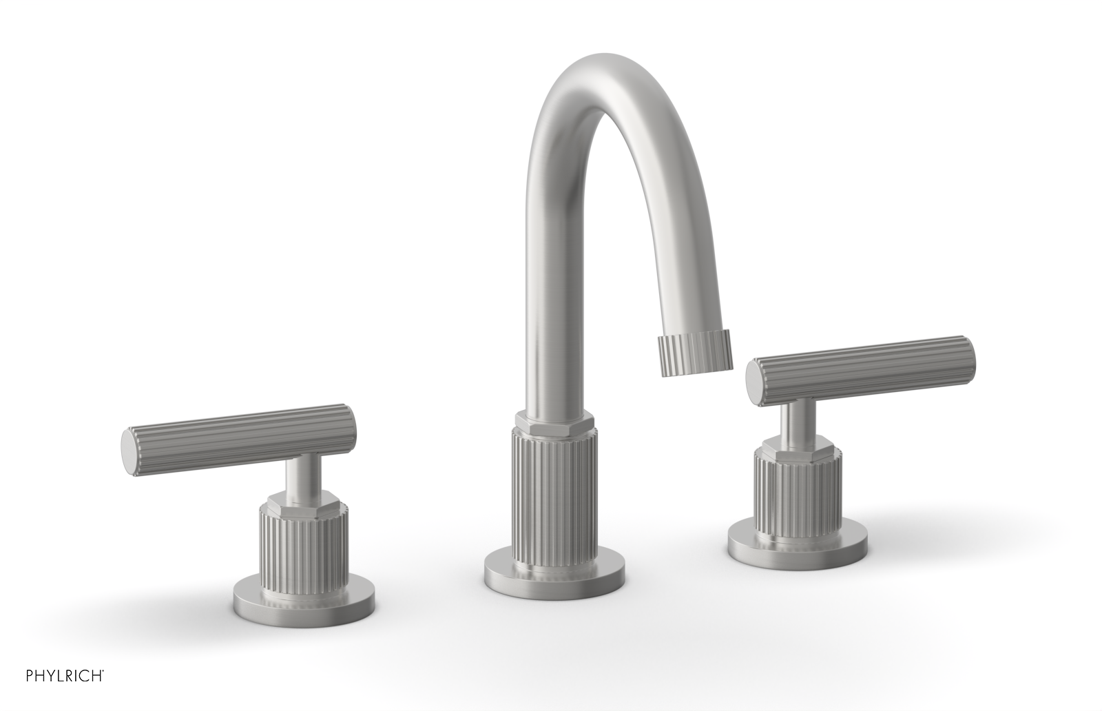 DUSTRIE Widespread Bathroom Faucet with Lever Handle - Grooved Design 370 02 for Modern Vanity Sinks and Powder Rooms
