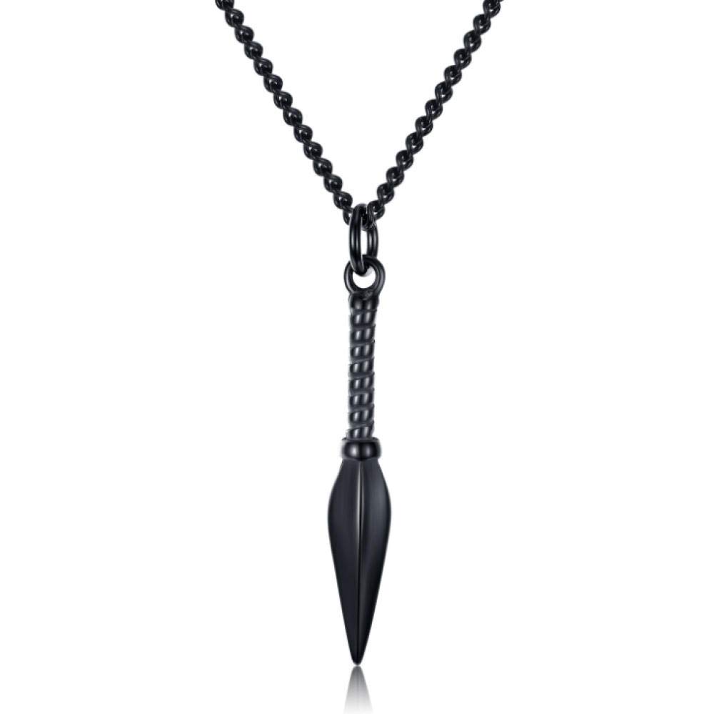 Stainless Steel Spear Necklace for Men - Silver & Black Hip Hop Jewelry, Durable Metal Chain Necklace - Perfect Gift for Men, Ideal for Hip Hop Fashion, Streetwear & Casual Outfits