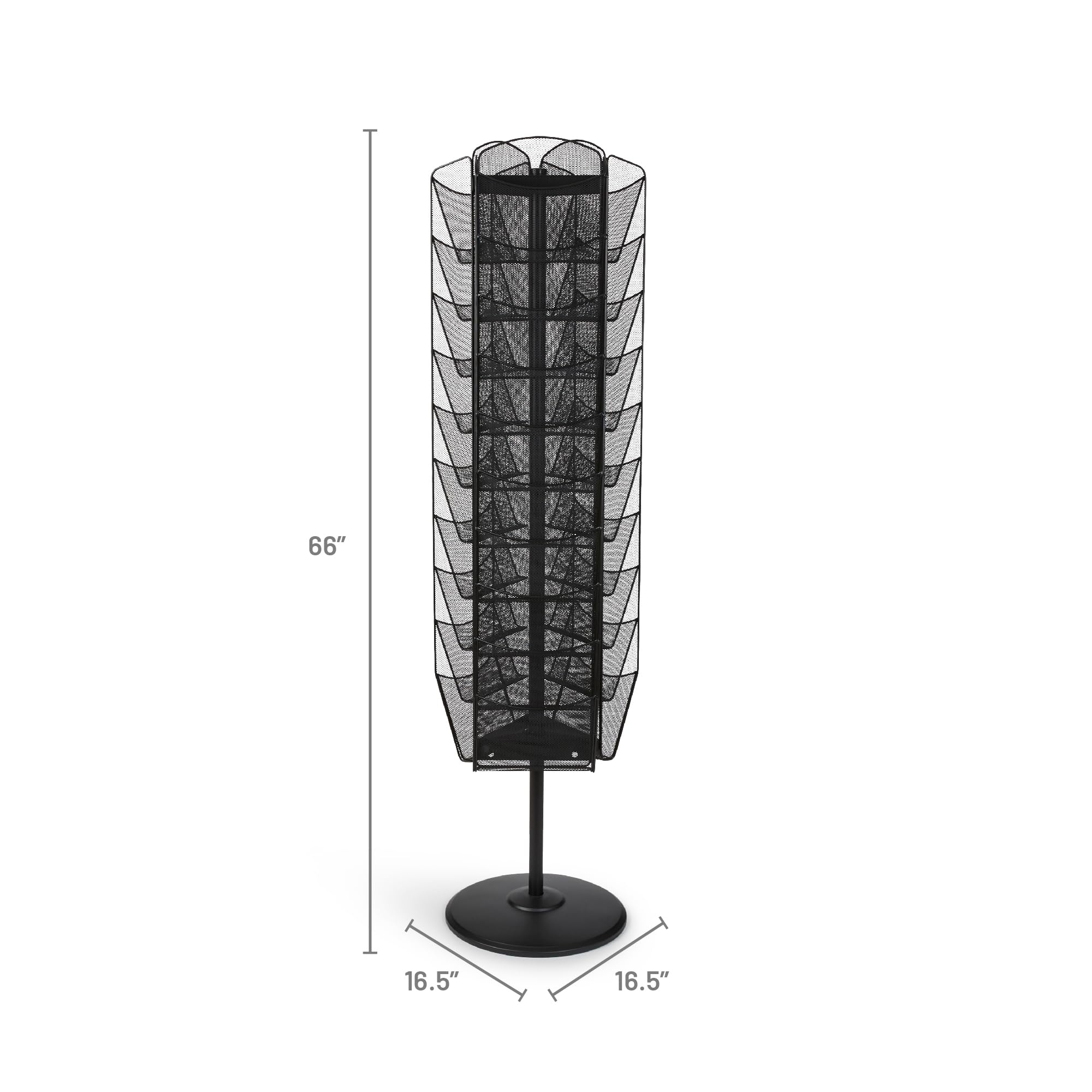 Safco Onyx Rotating Mesh Magazine Holder - 30-Pocket Display Rack & Brochure Organizer - Heavy-Duty Steel Construction in Black - Perfect for Offices, Libraries, and Retail Stores