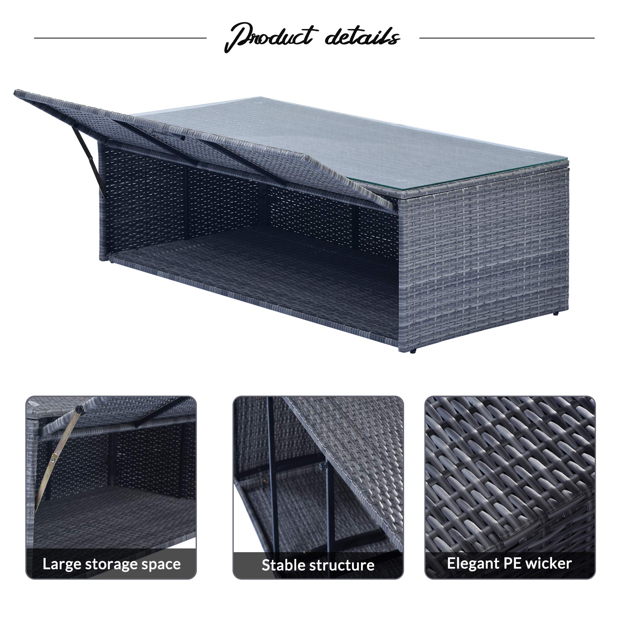 Polibi 6-Piece All-Weather Grey PE Rattan Patio Furniture Set - Outdoor Wicker Sofa Set with Coffee Table, 3-Seater Couch, 2 Chairs, 2 Ottomans & Removable Light Gray Cushions - Perfect for Garden, Poolside, Backyard & Balcony Relaxation