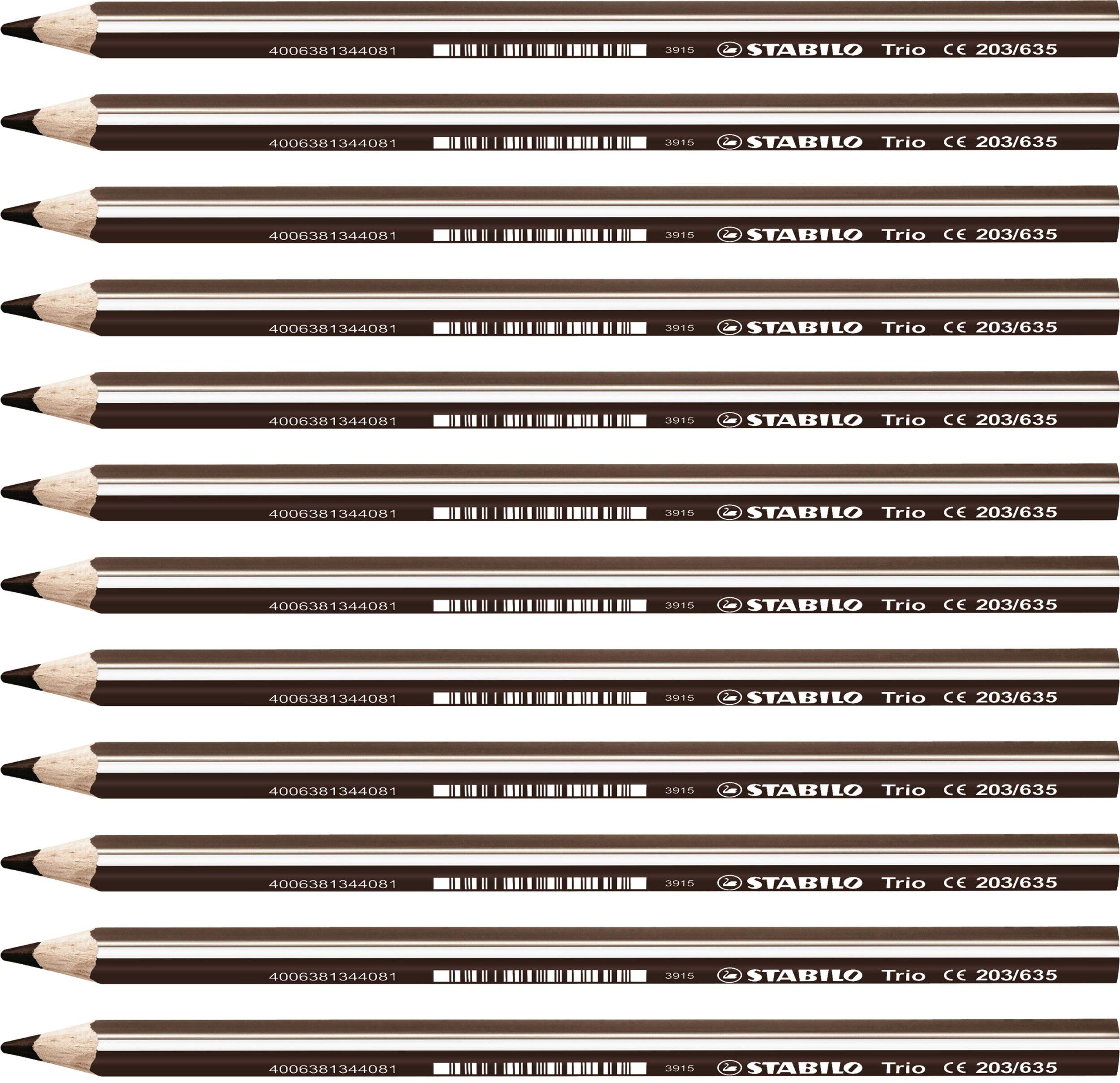 STABILO Trio Thick Colored Pencils - 12 Pack Dark Brown - Premium Art Supplies for Drawing, Sketching & Coloring Books | Perfect for Artists, Students & Adult Coloring Therapy