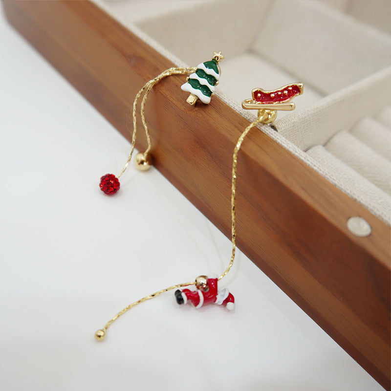 Festive Santa Claus Snowman Sleigh Reindeer Tassel Christmas Earrings for Women | Holiday Party Jewelry Gift | Perfect for Xmas Celebrations & Winter Festivities
