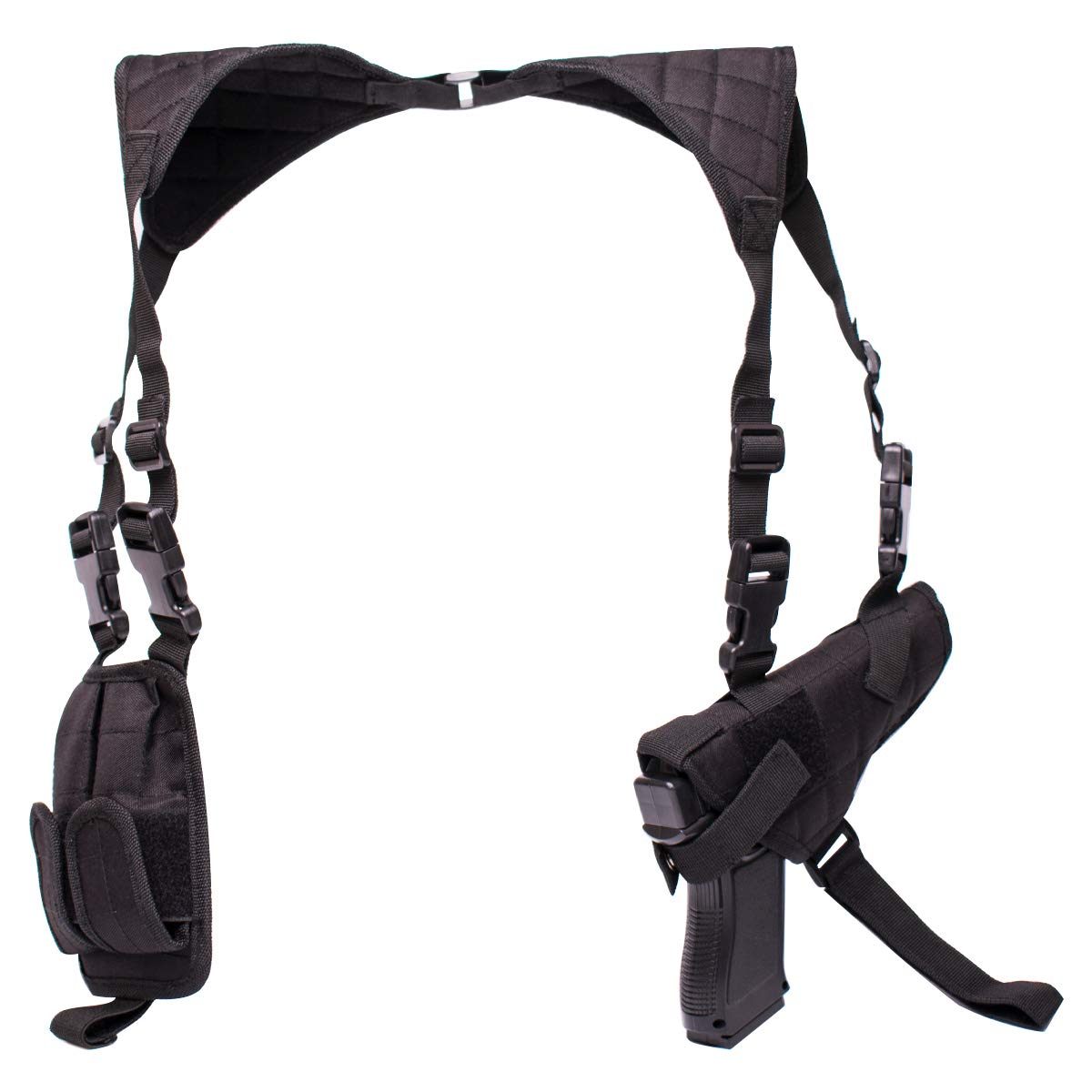 **Adjustable Shoulder Holster for Pistols - Universal Concealed Carry Gun Holster with Double Magazine Pouch - Fits Compact to Large Handguns - Perfect for Outdoor, Hunting & Self-Defense**