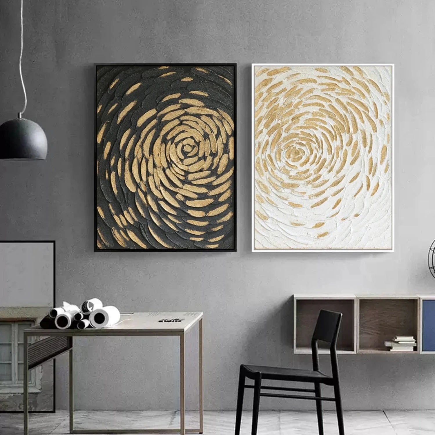 Abstract Painting Set of 2 - Modern Wall Art for Living Room & Bedroom Decor | #AB407 | Handmade Canvas Art for Home & Office
