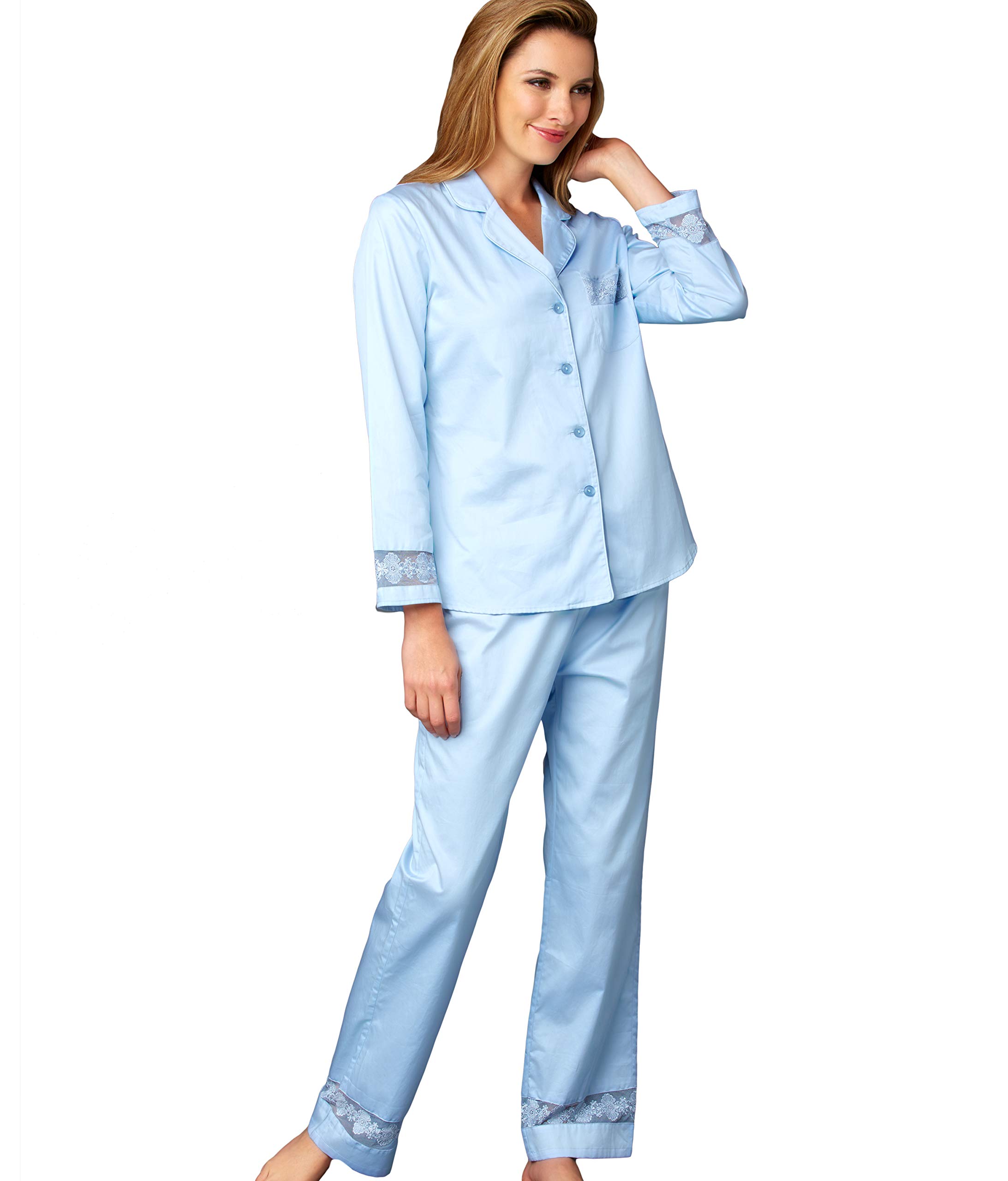 Julianna Rae Women's 100% Cotton Sateen Pajama Set with Lace Trim - My New Favorite Collection - Perfect for Sleepwear, Lounging & Gift Giving