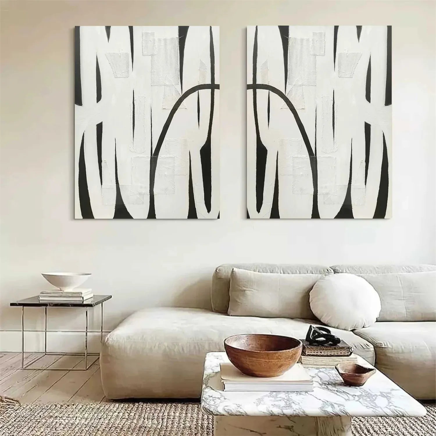 Abstract Tranquility Set of 2 Wall Art Paintings - Modern Minimalist Canvas Prints for Living Room, Bedroom & Office Decor #WS141