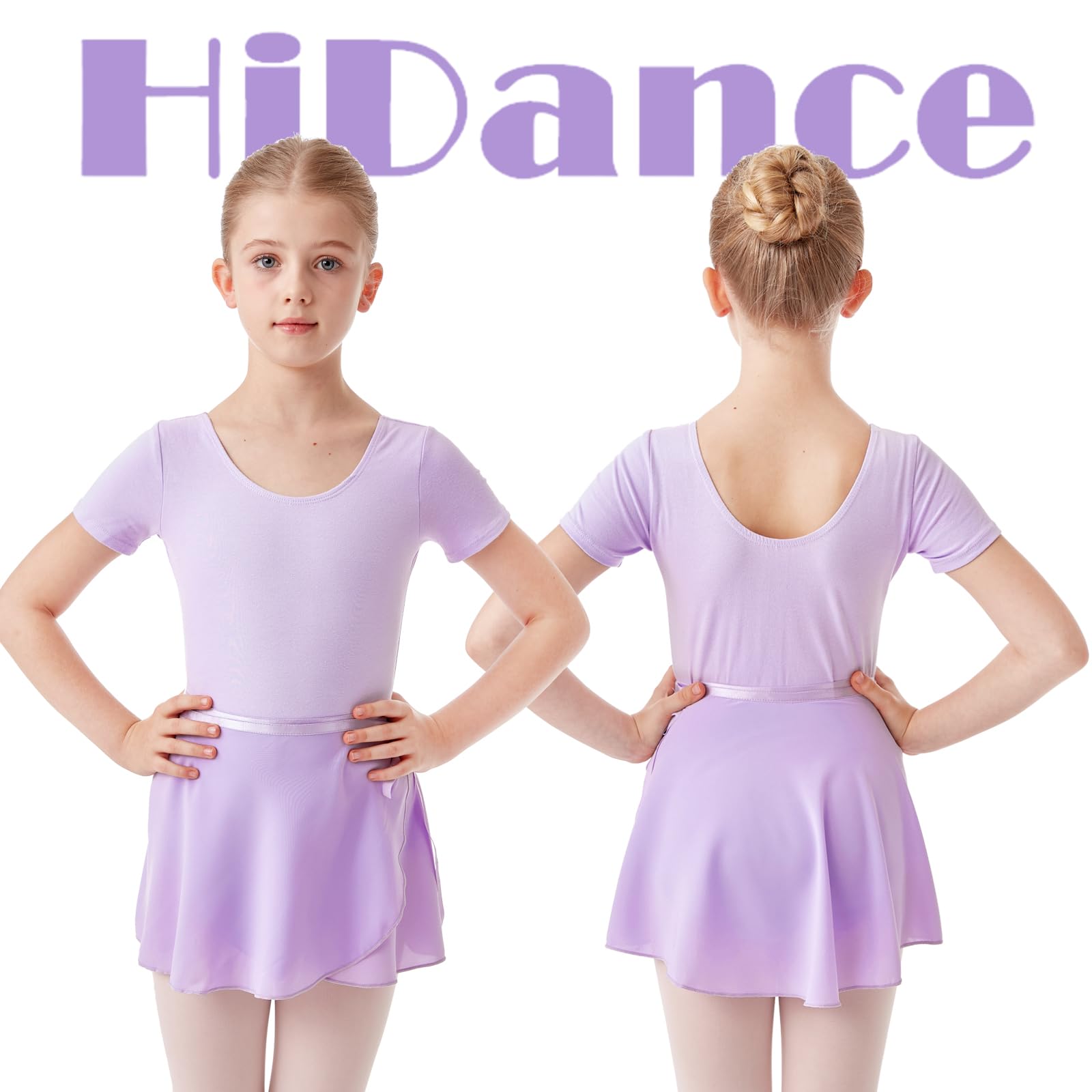 HiDance Girls Ballet Leotard with Skirt & Tights - Toddler Dance Outfit Combo for Ballet Class & Recitals