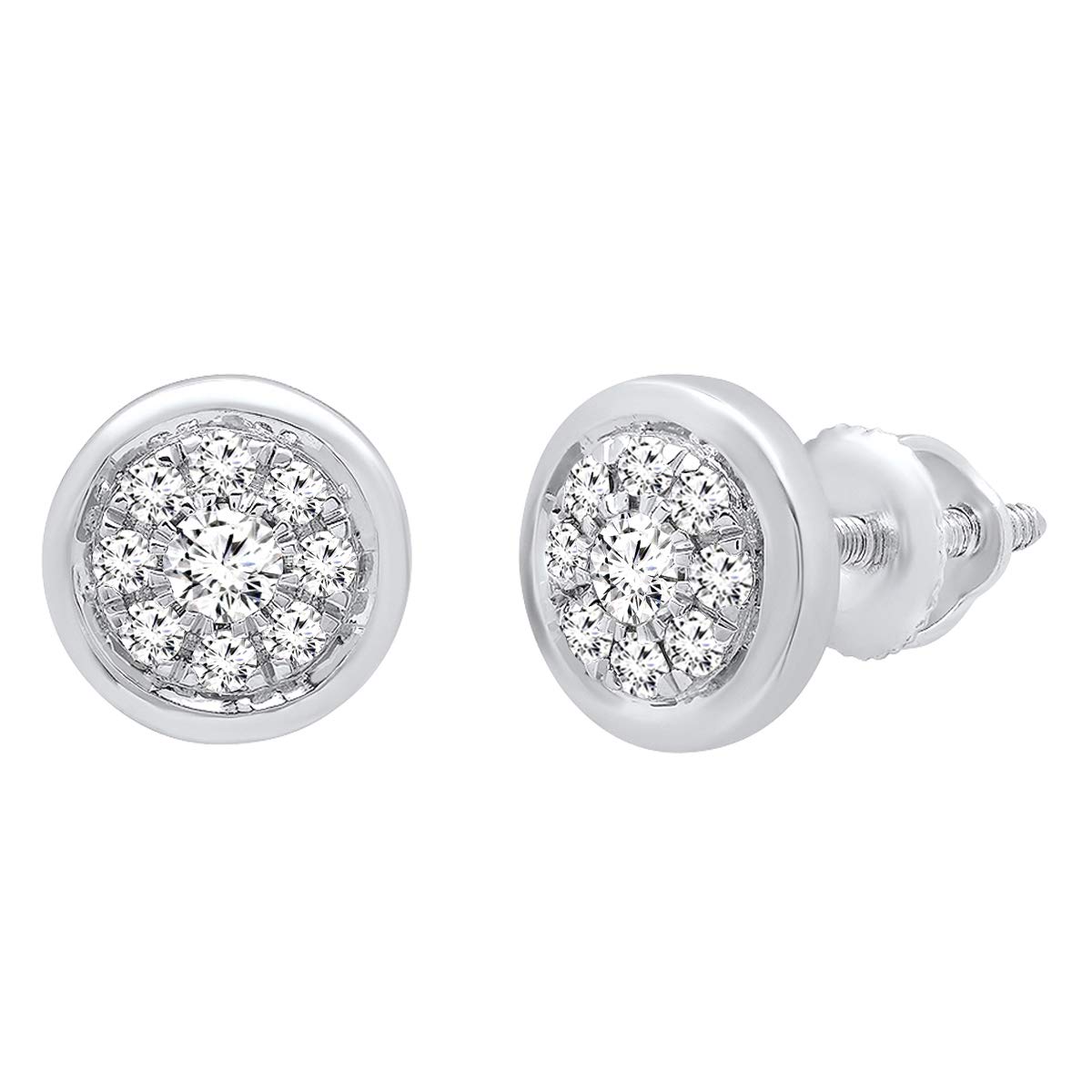 Dazzlingrock Collection 14K Solid White Gold Round Gemstone Women's Cluster Stud Earrings | Elegant Jewelry Gift for Birthday, Anniversary & Special Occasions