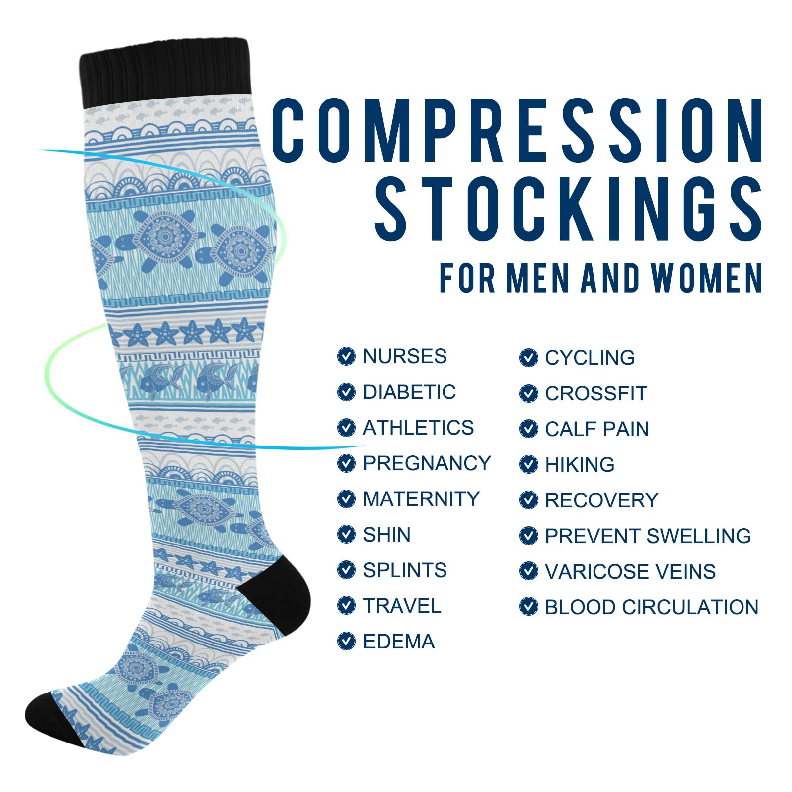 Best Compression Socks for Women & Men - Medical Grade Support for Running, Cycling, Nursing & Travel - Improve Blood Circulation & Reduce Swelling (Perfect for Athletes, Nurses & Frequent Flyers)