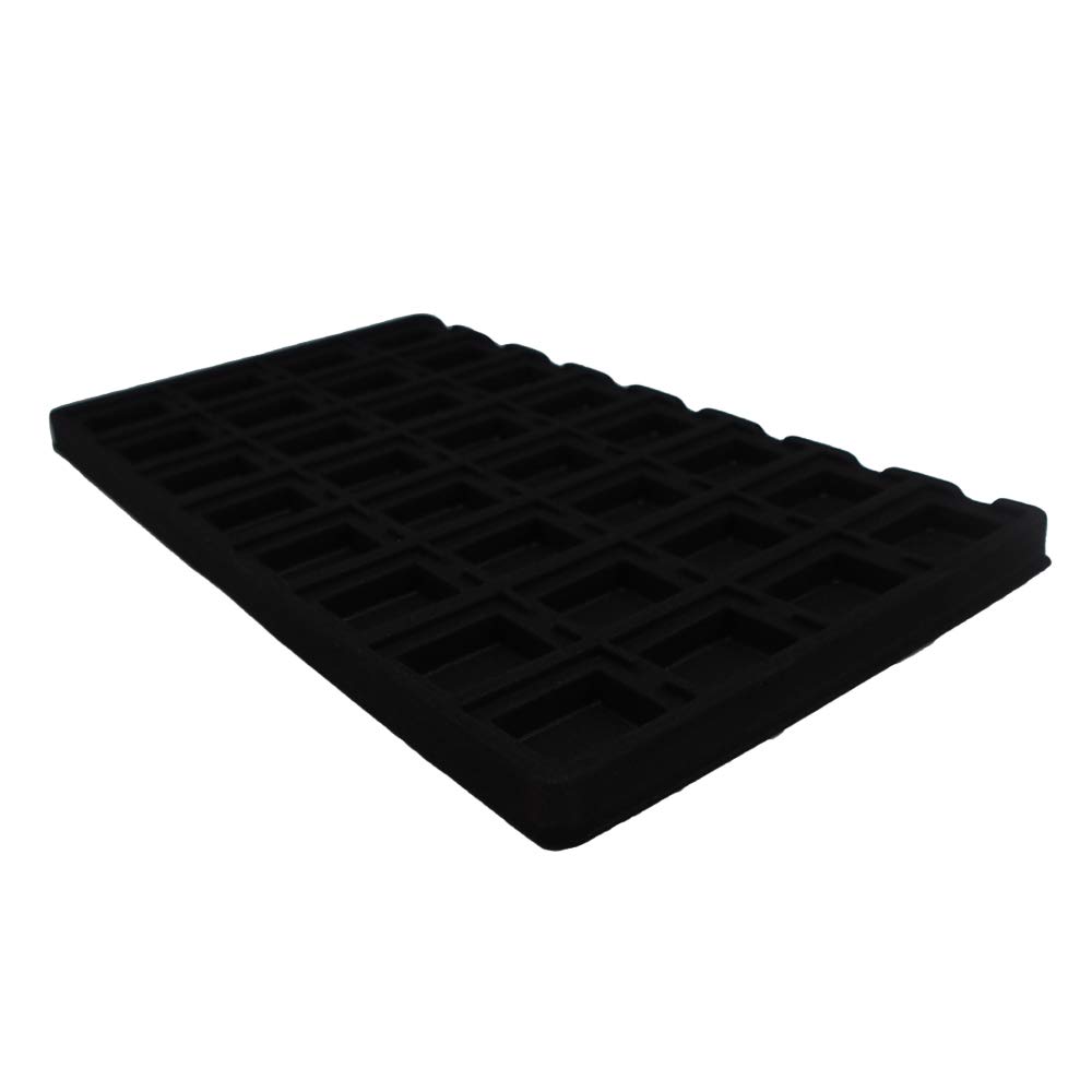 12-Piece Cowhide-Black 32-Slot Flocked Jewelry Tray Inserts - Premium Earring Storage & Display Organizer for Retail Merchandising and Boutique Showcases