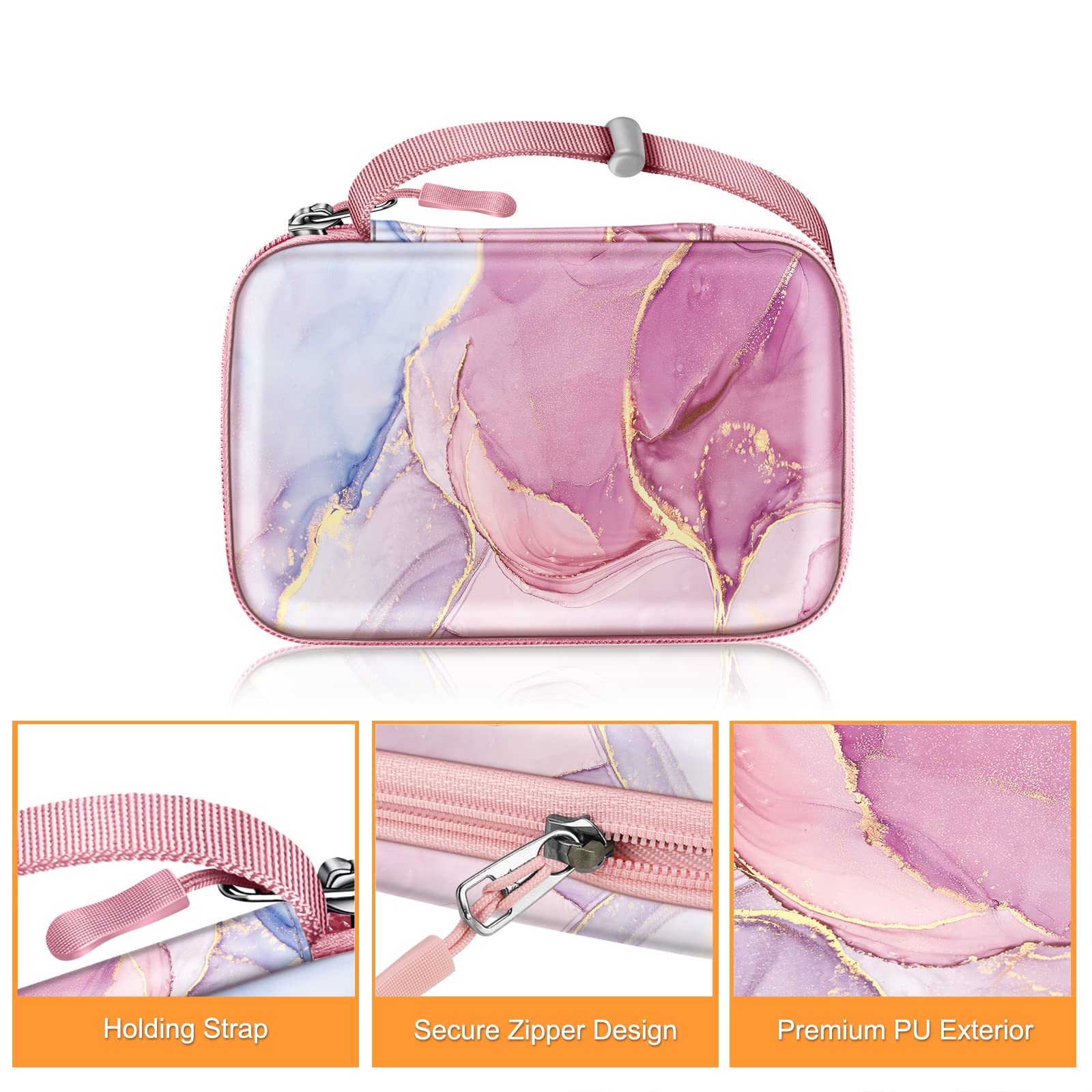 Fintie Shockproof Hard Shell Carrying Case for Fujifilm Instax Mini Link 3/2, HP Sprocket Select/Plus, Canon Ivy CLIQ 2/CLIQ+2 Instant Photo Printers - Dreamy Marble Design | Perfect for Travel, Home Storage & Photo Printing Parties