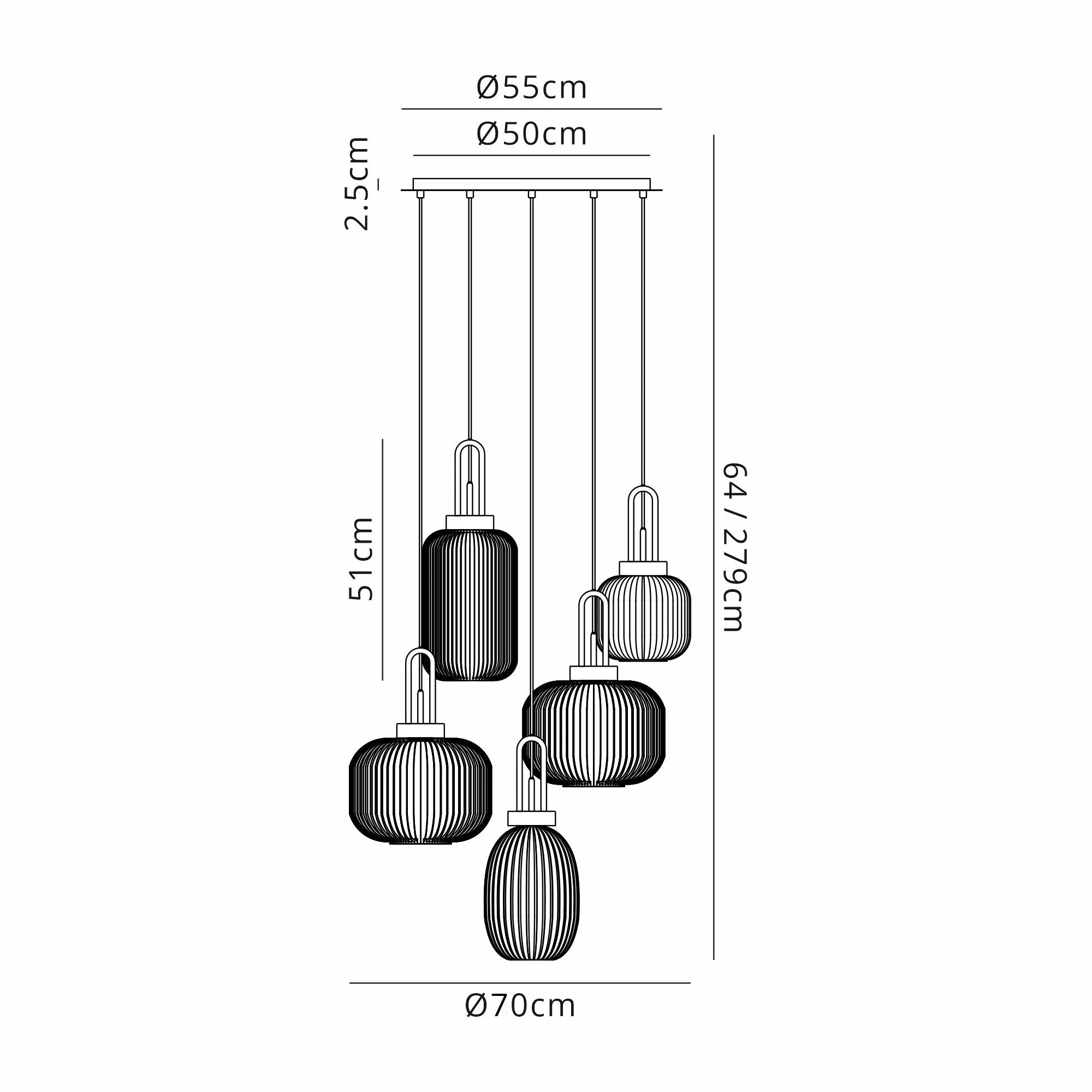 Stylish Cadiz 5-Light Cluster Pendant Light Fixture - Modern Ceiling Lighting for Dining Room, Kitchen & Living Room