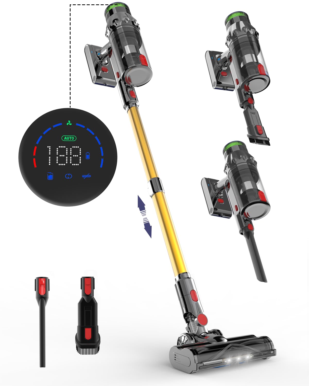 **Cordless Vacuum Cleaner - 50KPA 500W Stick Handheld Vacuum for Pet Hair, Hardwood Floors & Home Cleaning | Rechargeable, Lightweight & Powerful (C11 Gold) - Perfect for Quick Cleanups, Pet Owners & Small Spaces**