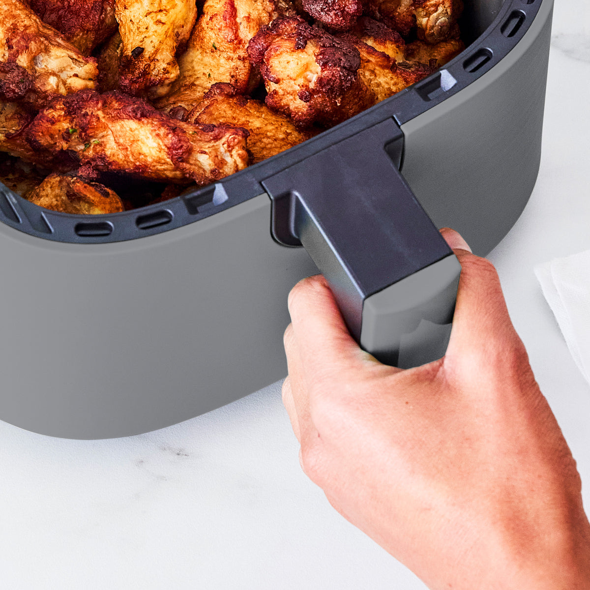 GreenLife 4.5 Quart Non-Toxic Ceramic EZ Air Fryer with Rapid Air Technology - Graphite | Healthy Oil-Free Cooking for Chicken Wings, French Fries & Vegetables | Perfect for Small Kitchens & Quick Meals