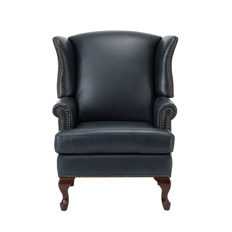 Premium Wilhelm Genuine Leather Armchair - Handcrafted Brown Leather Lounge Chair with Solid Wood Frame - Perfect for Living Room, Office & Study Spaces