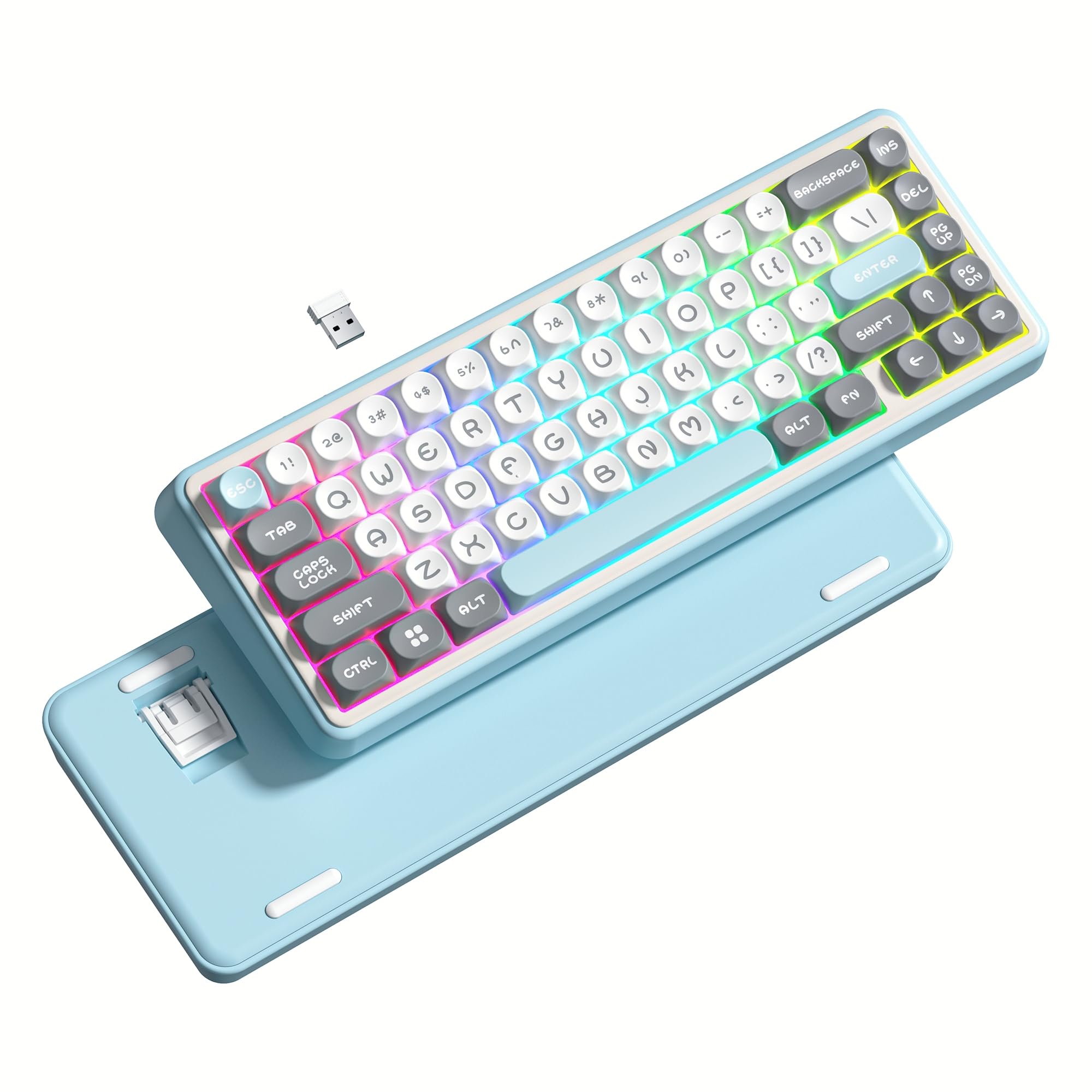 Womier WK60 Wireless Mechanical Gaming Keyboard - Hot Swappable, RGB Backlit, Bluetooth/2.4GHz/USB-C for PC Gaming