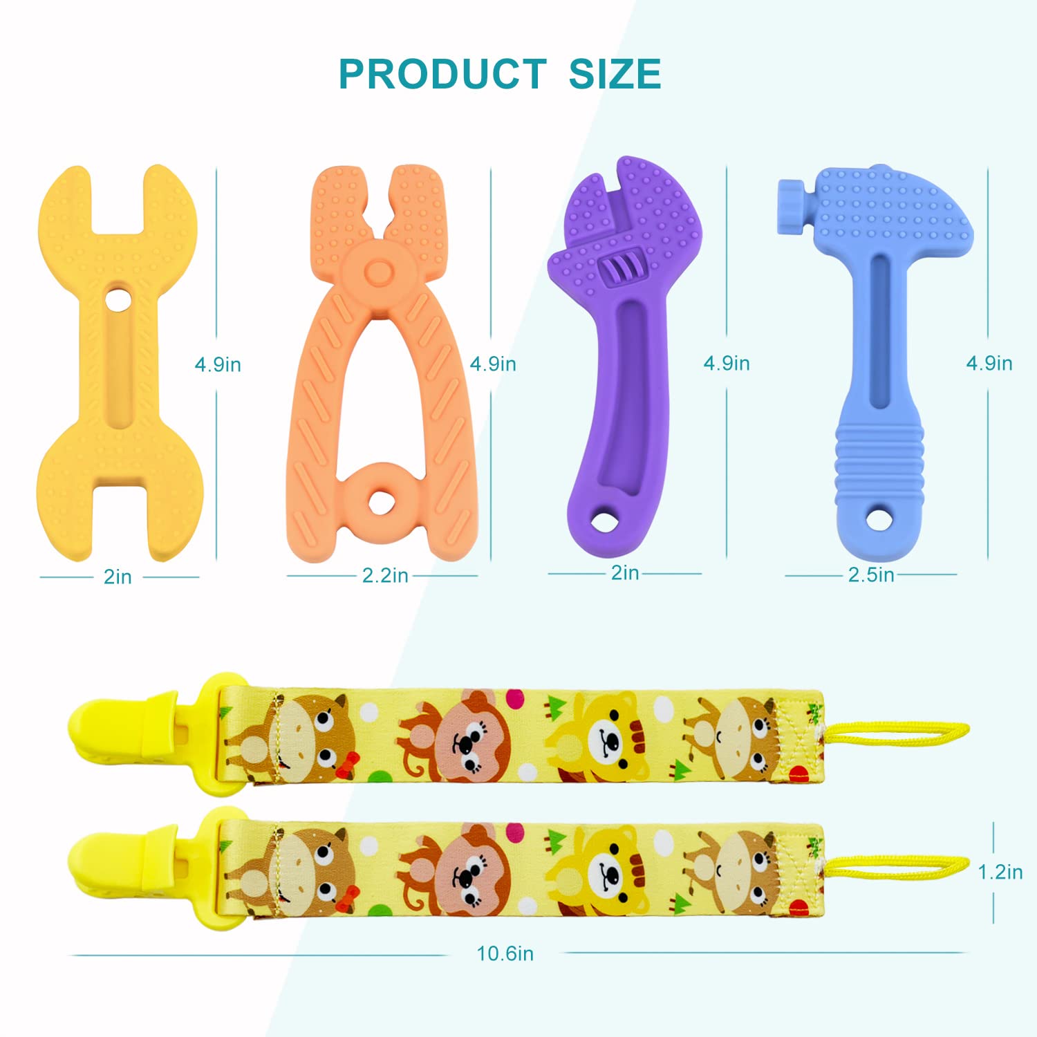 Best Silicone Teething Toys for Babies 3-12 Months - Safe Chew Toys for Teething Relief | Hammer, Wrench & Pliers Shaped Teethers for Boys & Girls | Perfect for Soothing Sore Gums at Home or On-the-Go