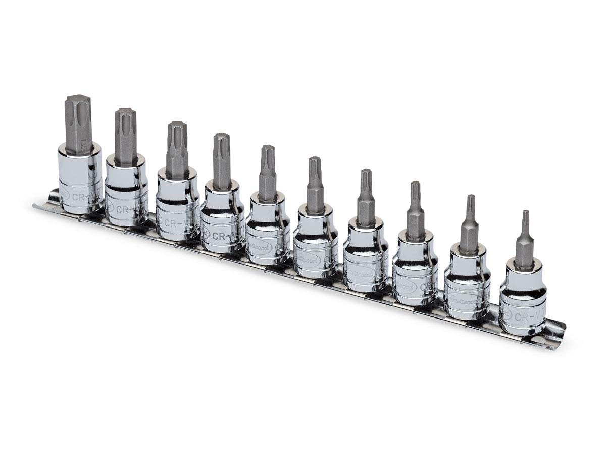 Eastwood 10-Piece 3/8in Drive Torx Bit Set - Chrome Vanadium S2 Tool Steel - Professional Automotive & DIY Repair Tool Kit for Cars, Motorcycles & Home Improvement Projects