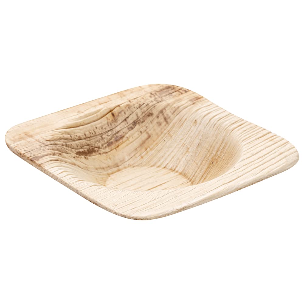 Restaurantware Indo 2.4 Inch Square Palm Bowls - 100 Pack Microwave Safe & Freezer Friendly Sustainable Areca Leaf Bowls for Hot & Cold Foods | Eco-Friendly Disposable Bowls for Parties, Catering & Outdoor Dining