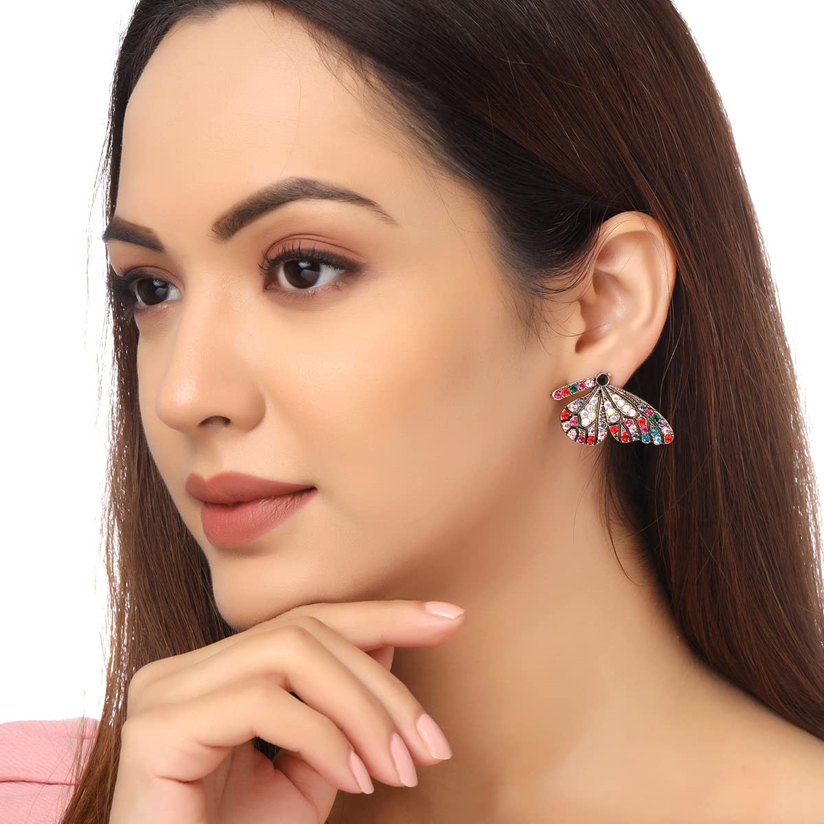 Yellow Butterfly Stud Drop Earrings for Women & Girls - Multicolor Chime Dangle Ear Jewelry for Casual Wear, Parties & Gifts