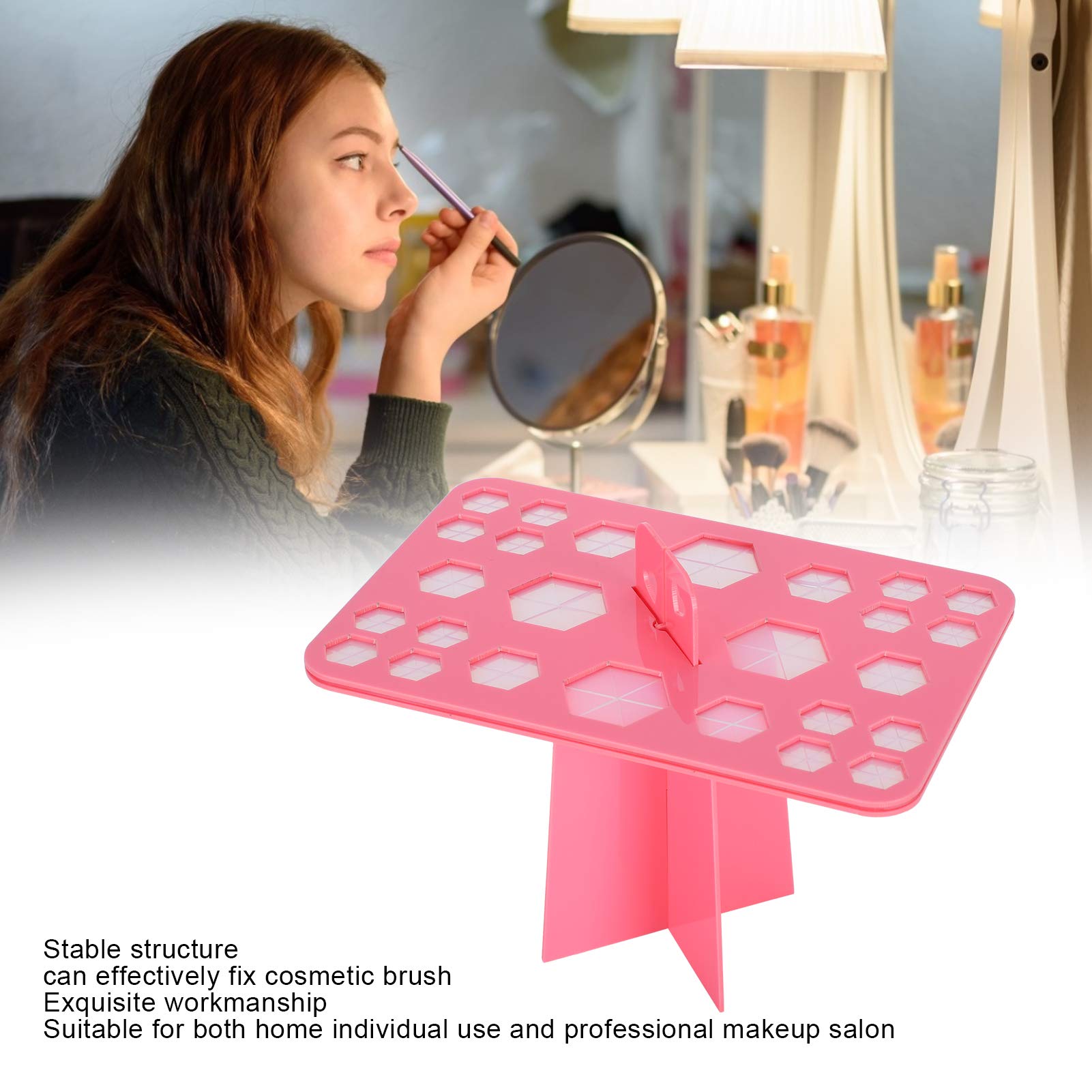 26 Hole Makeup Brush Drying Rack Organizer - Cosmetic Brush Display Stand & Storage Shelf for Professional Makeup Brushes | Perfect for Salon, Home Vanity & Travel Makeup Kit Organization