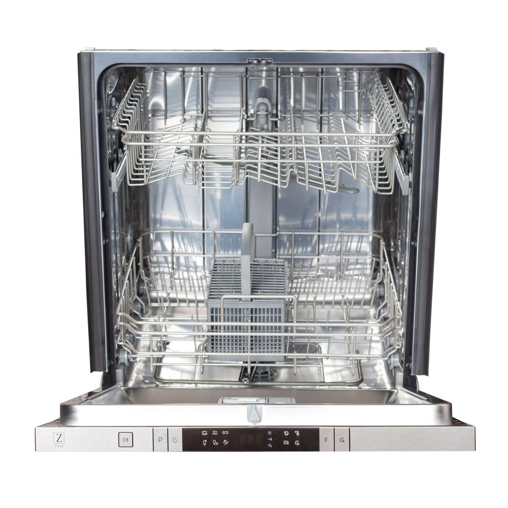ZLINE 24 Inch Built-In Dishwasher - Black Stainless Steel, Top Control, Quiet 52dBa, Stainless Steel Tub & Modern Handle (DW BS H 24) | Perfect for Modern Kitchens & Small Spaces