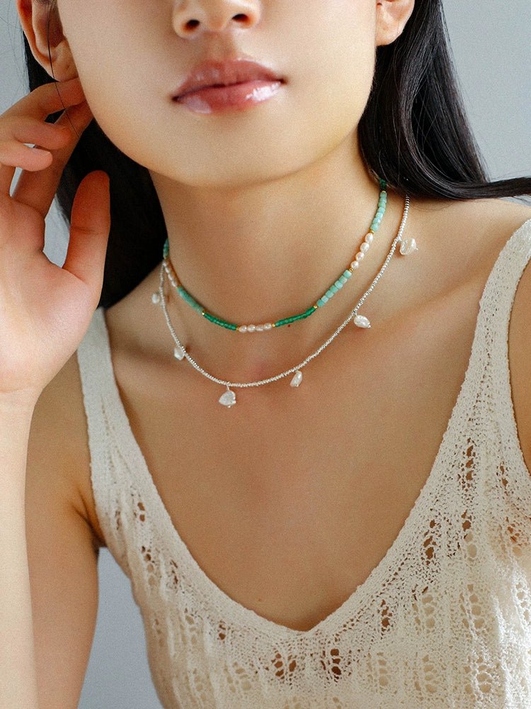 Elegant Natural Silver Beads and Pearl Pendant Necklace for Women - Handmade Jewelry Gift for Wedding, Anniversary & Special Occasions