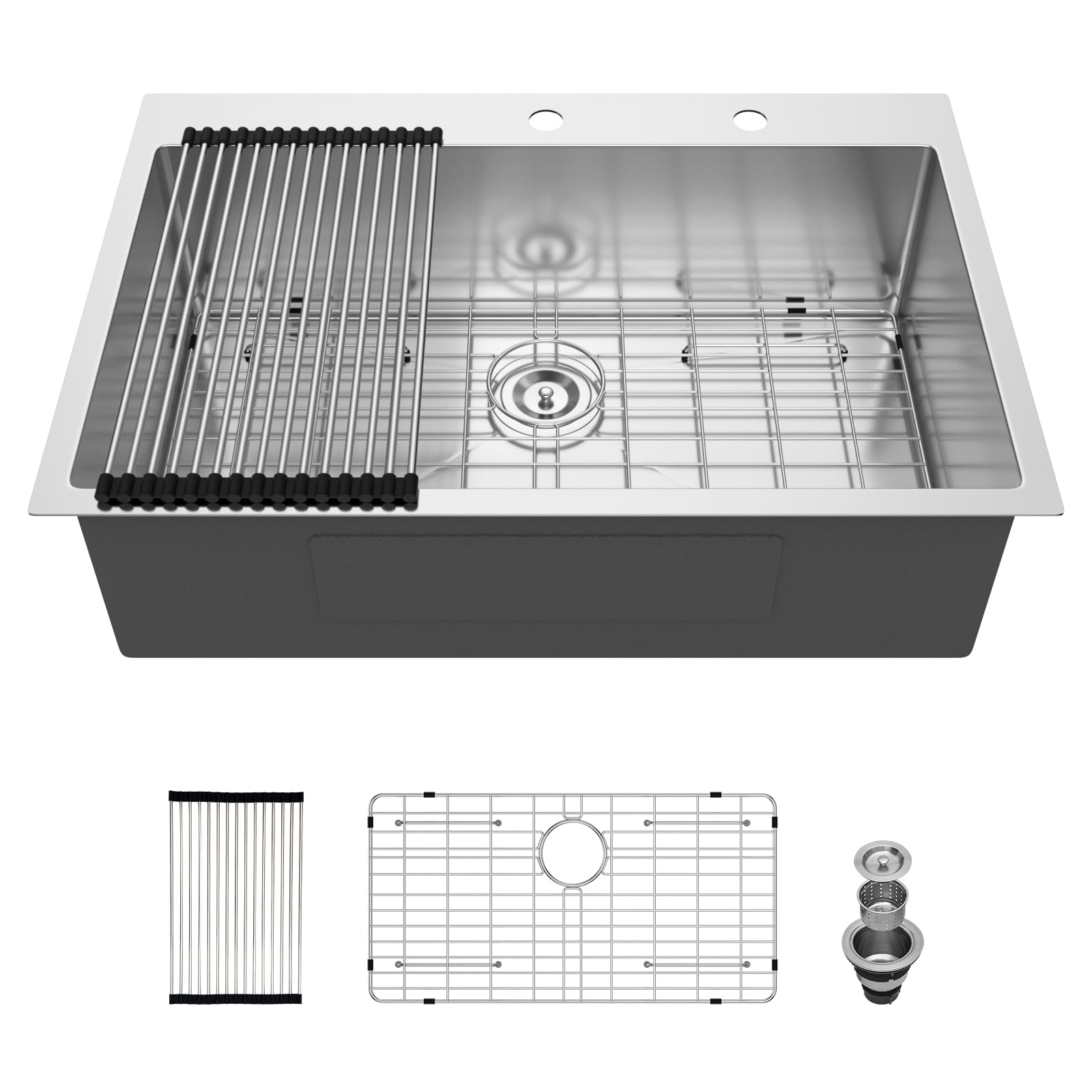 33x22 Inch Drop-In Kitchen Sink - Beslend 16 Gauge Stainless Steel Single Bowl Topmount Sink, Handmade for Durability | Perfect for Modern Kitchens, Restaurant Prep & Busy Households