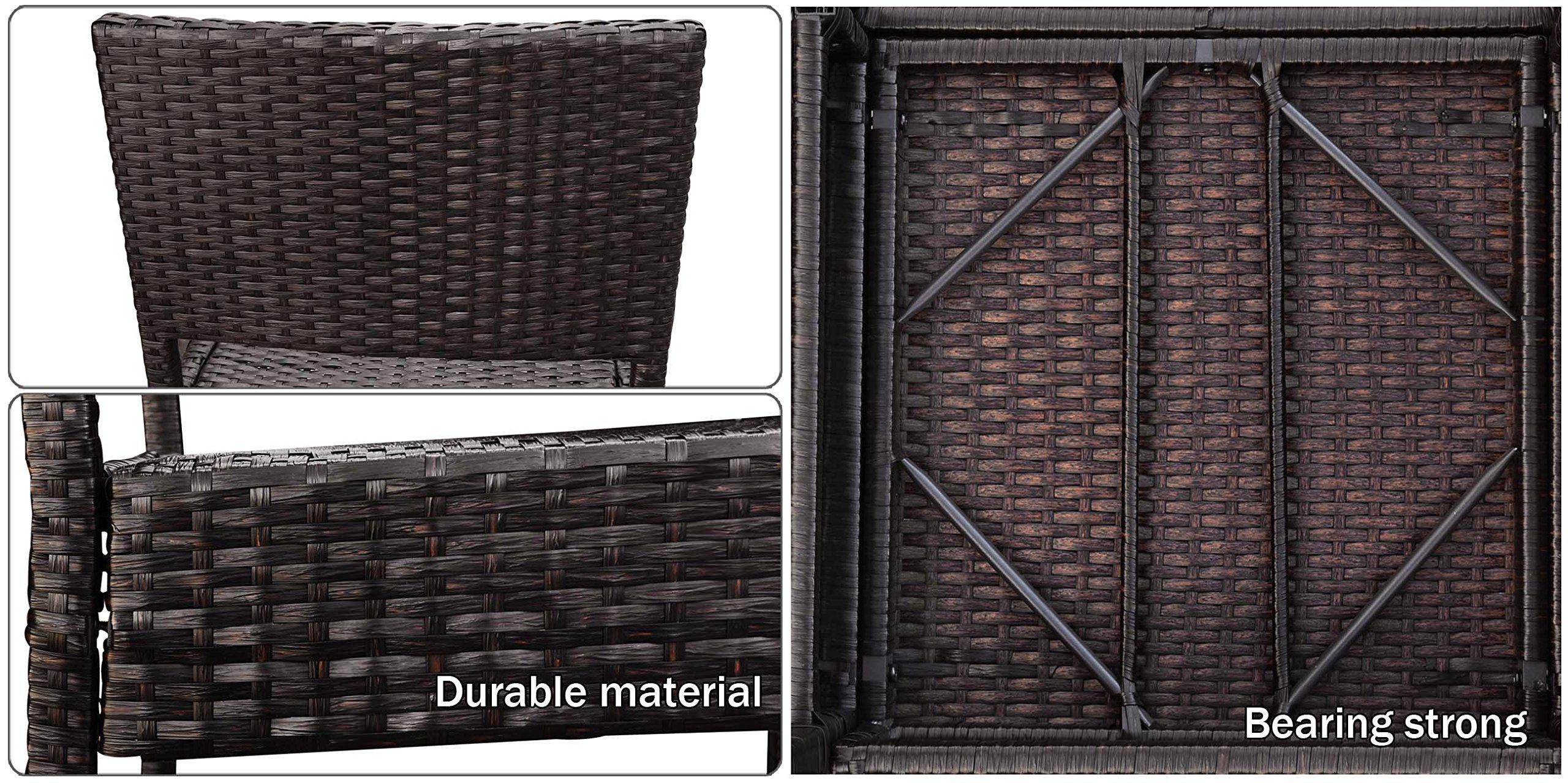 Premium Dark Brown Wicker Bar Stool - All-Weather Indoor/Outdoor Patio Furniture - Heavy Duty Camel Back Design - Perfect for Kitchen Islands, Poolside Bars & Garden Seating