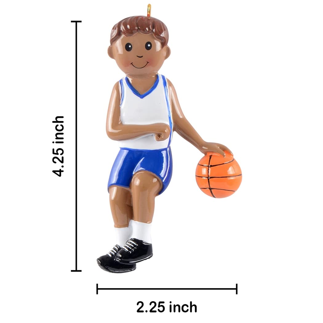 MAXORA Personalized Basketball Ornament - African American Boy Basketball Player Shooting Hoops - Custom Christmas Gift for Basketball Coach & Sports Fans 2024 - Perfect for Tree Decor, Holiday Gifts & Sports Enthusiasts