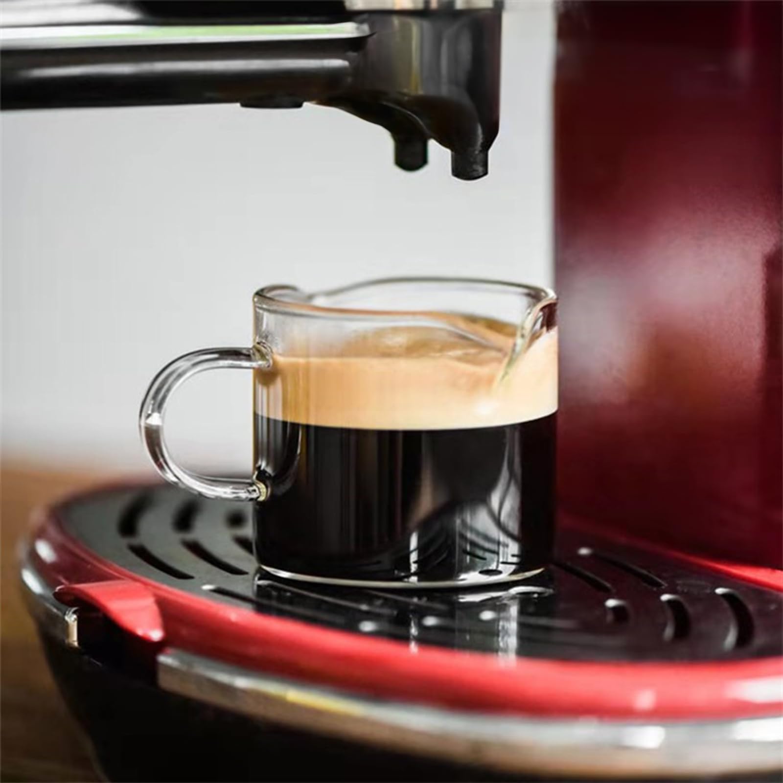 1pc 4OZ Espresso Shot Glass with Handle - Double Spout Coffee Cup for Espresso & Mini Milk - Durable Glass Coffee Accessories - Perfect for Home Barista, Coffee Shops & Gifts