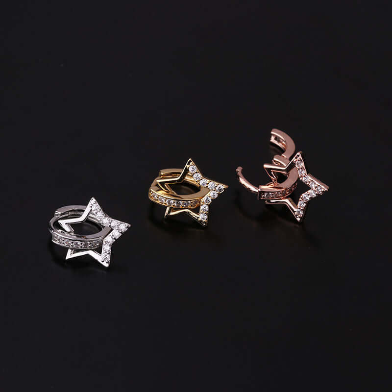 18K Gold Cartilage Huggie Earrings - Tiny Leaf Hoop Earrings for Women | Dainty Minimalist Earrings for Everyday Wear, Gift for Her | HSPJ292