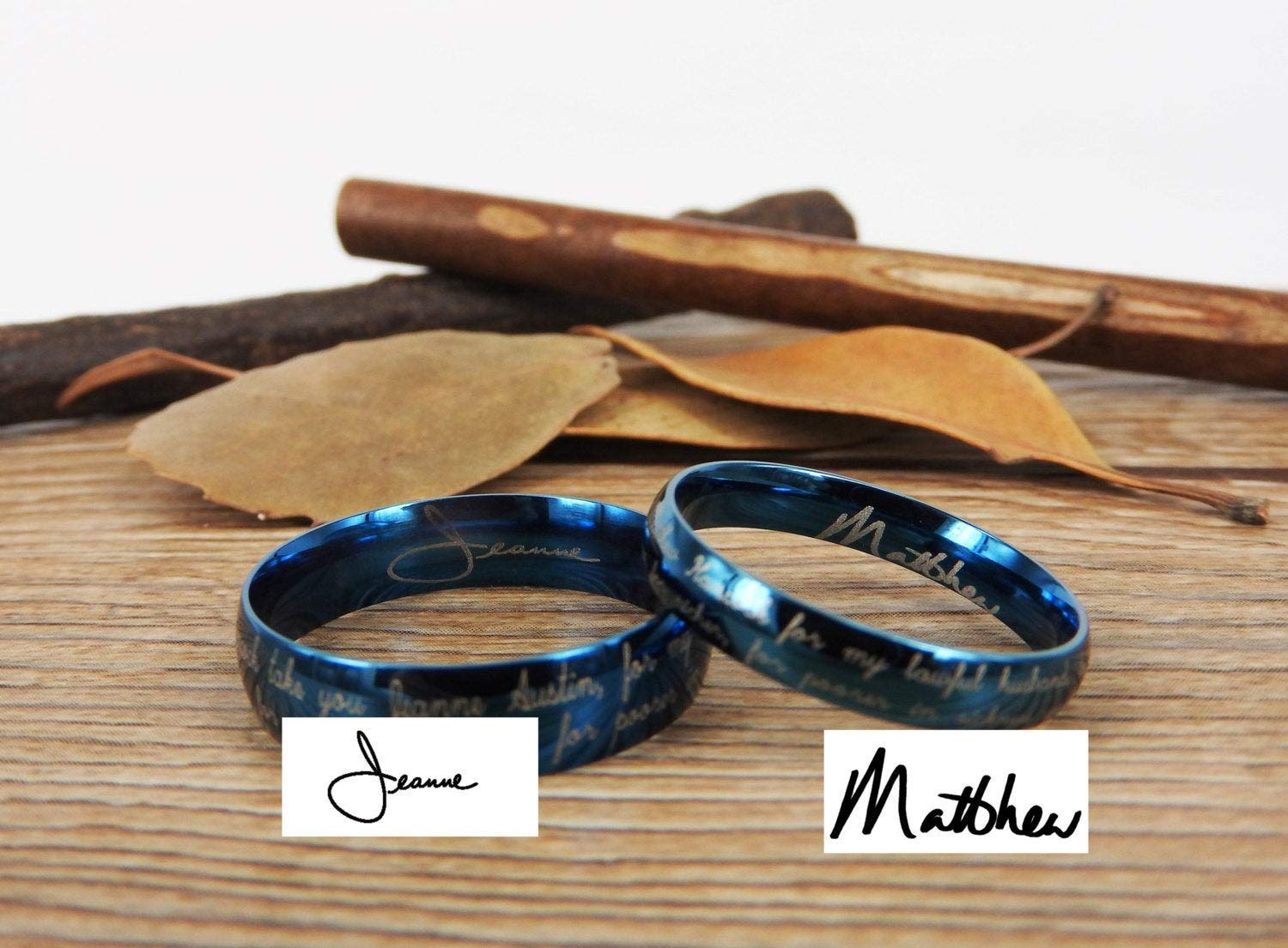 Titanium Matching Wedding Bands Set - Blue Couple Rings for Marriage Vows & Signature Ceremonies | Perfect for Anniversaries, Engagements and Romantic Gift Giving