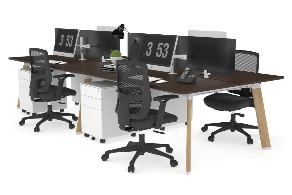 4-Person Wooden Workstation with Imprint Frame - 1400L x 700W Dimensions - Ideal for Office, Home Office & Collaborative Workspaces