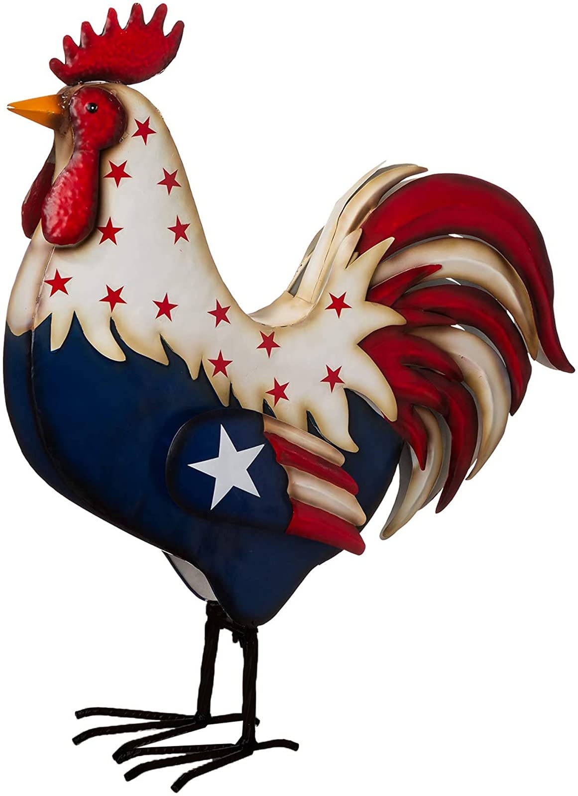 Patriotic Resin Rooster Christmas Decor for Porch & Home