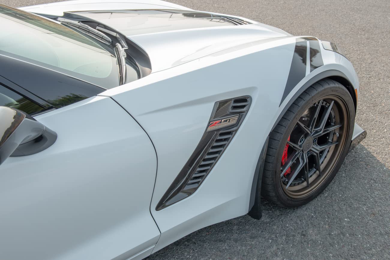 2014-2019 Chevrolet Corvette C7 Front Splash Guards - GM Factory XL Extended Mud Flaps Pair (ABS Plastic, Black) | Perfect for All-Weather Protection & Road Debris Prevention | Fits All C7 Corvette Models