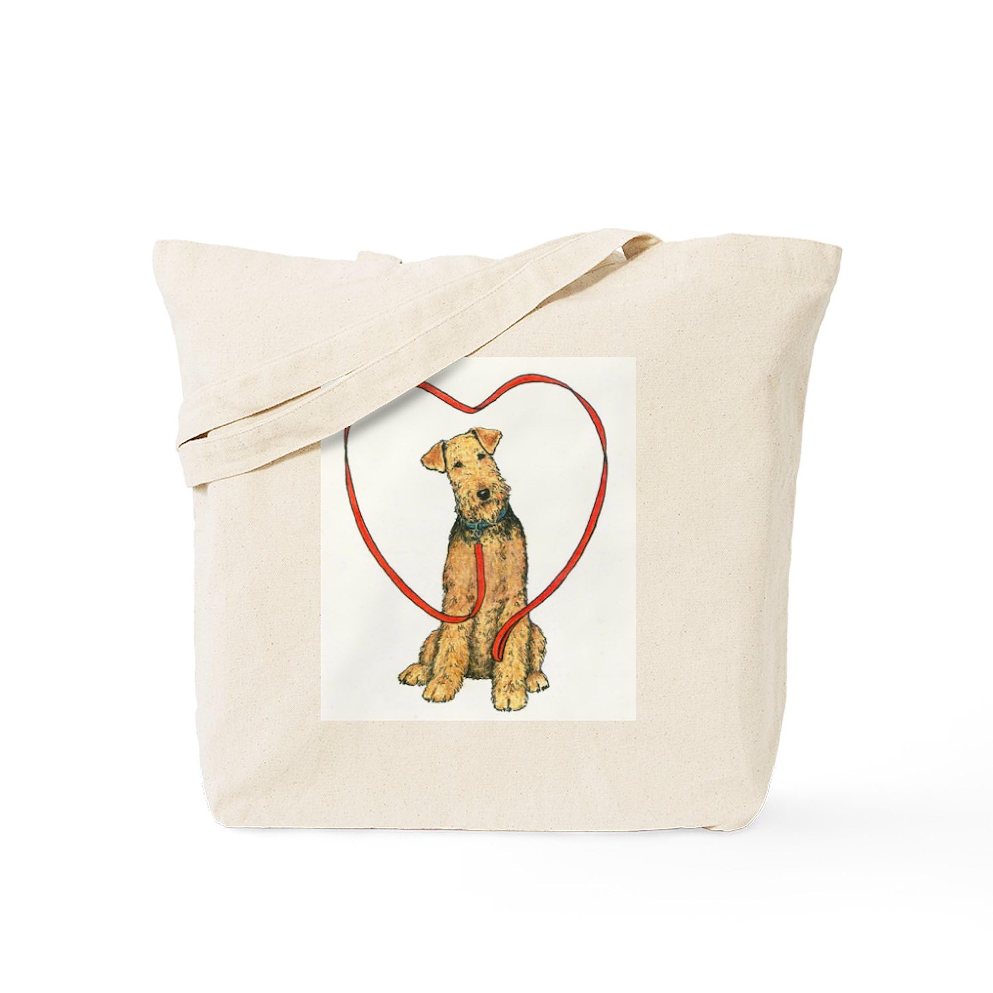 Love Your Airedale Tote Bag - Natural Canvas Reusable Shopping Bag for Dog Lovers | Eco-Friendly Grocery Tote, Beach Bag & Pet Owner Gift