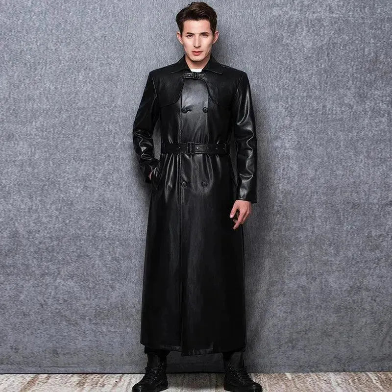 Premium Men's Casual Leather Overcoat Jacket - Waterproof Windbreaker for Outdoor, Travel & Daily Wear