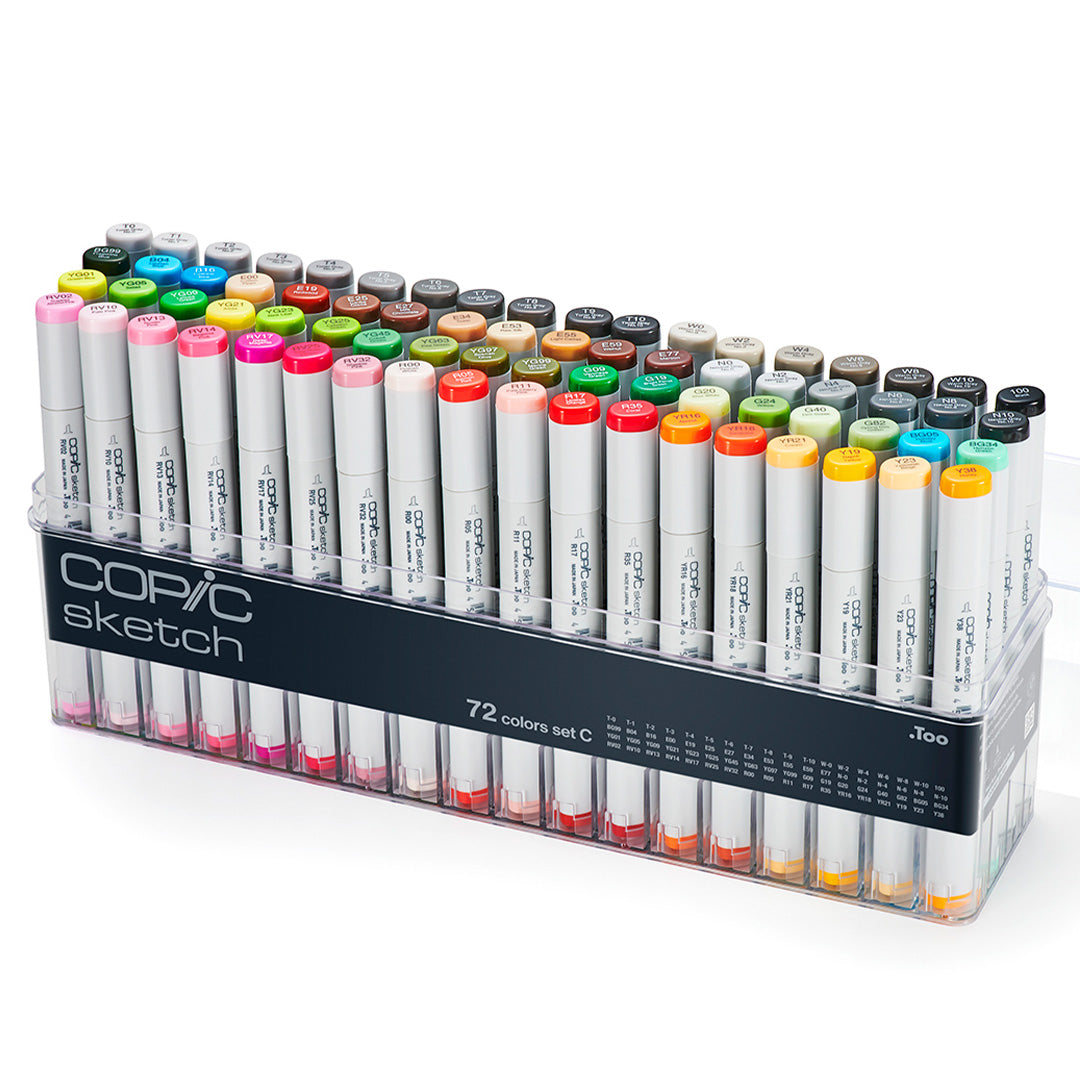 Premium Copic Sketch Marker Pen Set of 72 - Alcohol-Based Art Markers for Professional Illustrators & Artists - Perfect for Manga Drawing, Fashion Design & Calligraphy