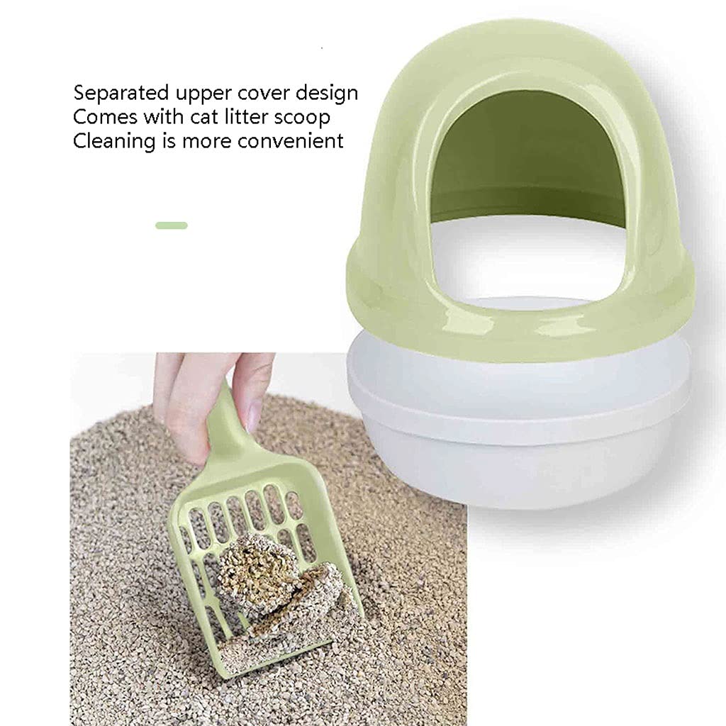 Classic Semi-Enclosed Cat Litter Box - Easy to Clean Kitten Toilet with Separate Design | Durable Cat Bedpan Supplies for Indoor Cats (Color A) | Perfect for Small Spaces & Multi-Cat Homes