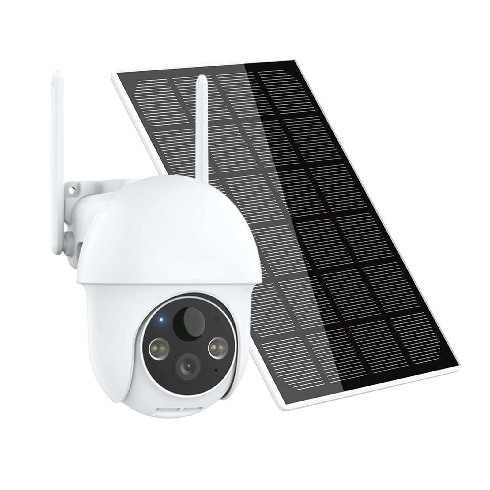 3MP Solar Security Camera with Rechargeable Battery & 360° Spotlight - Wireless Outdoor Surveillance with PIR Human Detection - Weatherproof for Home, Yard & Business Protection (White)