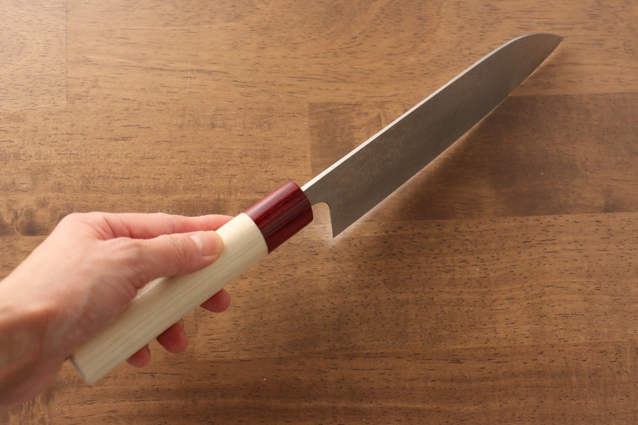 Masakage Kiri VG10 Damascus Santoku Knife 170mm - Japanese Magnolia Wood Handle - Professional Chef Knife for Slicing, Dicing & Chopping Vegetables, Meat & Fish