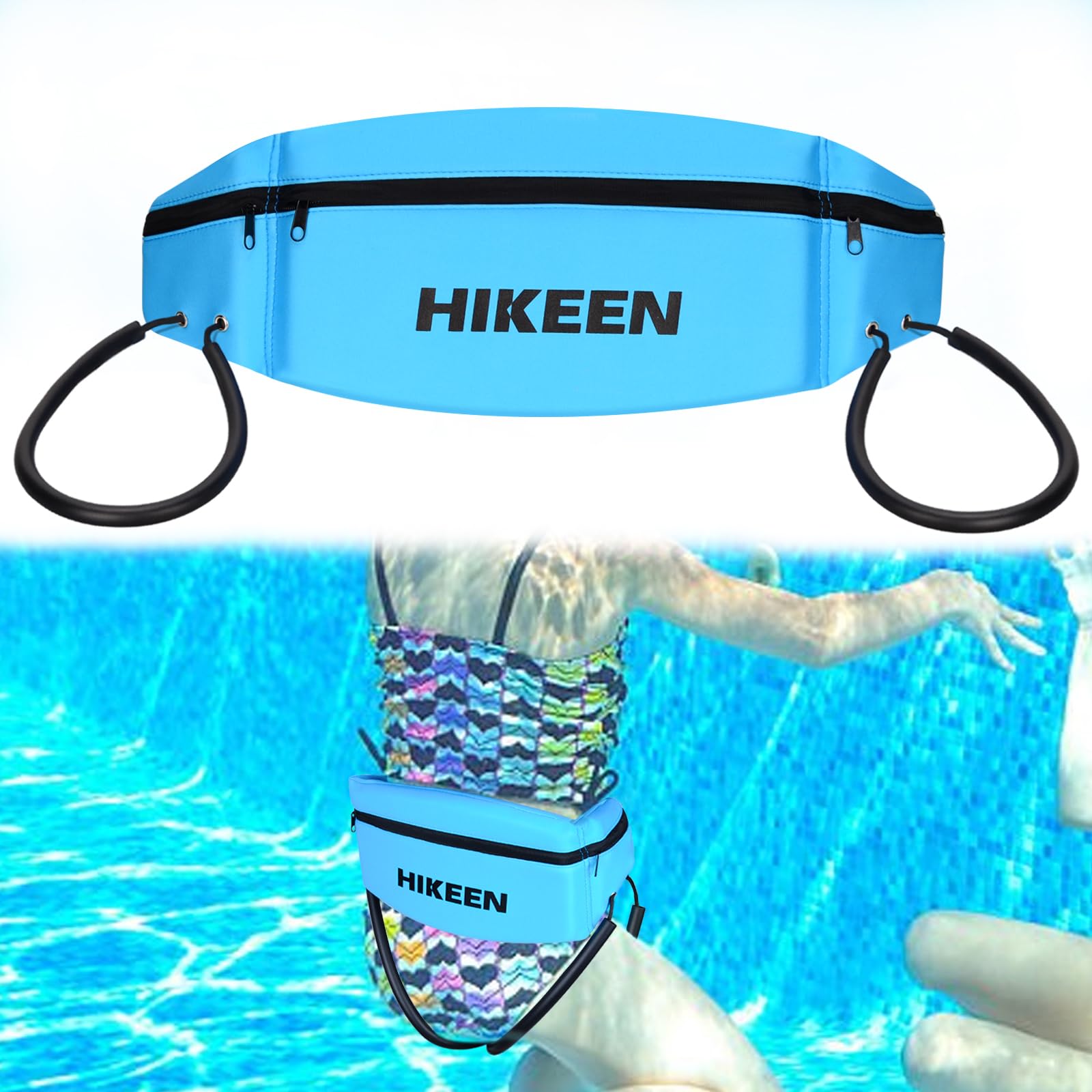 Hikeen Swim Belt for Adults & Kids - Water Aerobics Equipment with Pocket for Pool Exercises & Workouts - Perfect for Swimming Training & Fitness