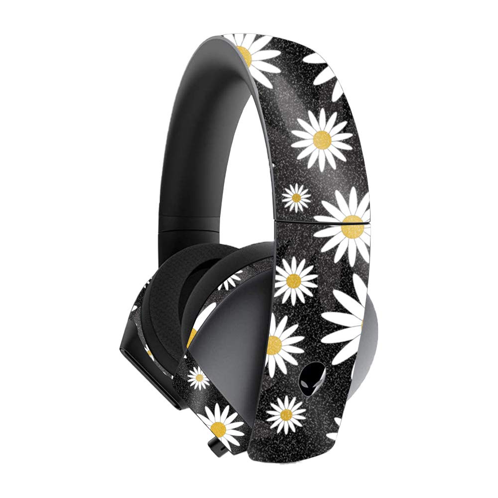 MightySkins Glossy Glitter Vinyl Skin Cover for Alienware 7.1 Gaming Headset - Daisies Floral Design | Protective Scratch-Resistant Decal | High-Gloss Sparkle Finish | Easy to Apply & Remove | Made in USA | Perfect for Gaming Setups, Streamer Accessories & PC Customization