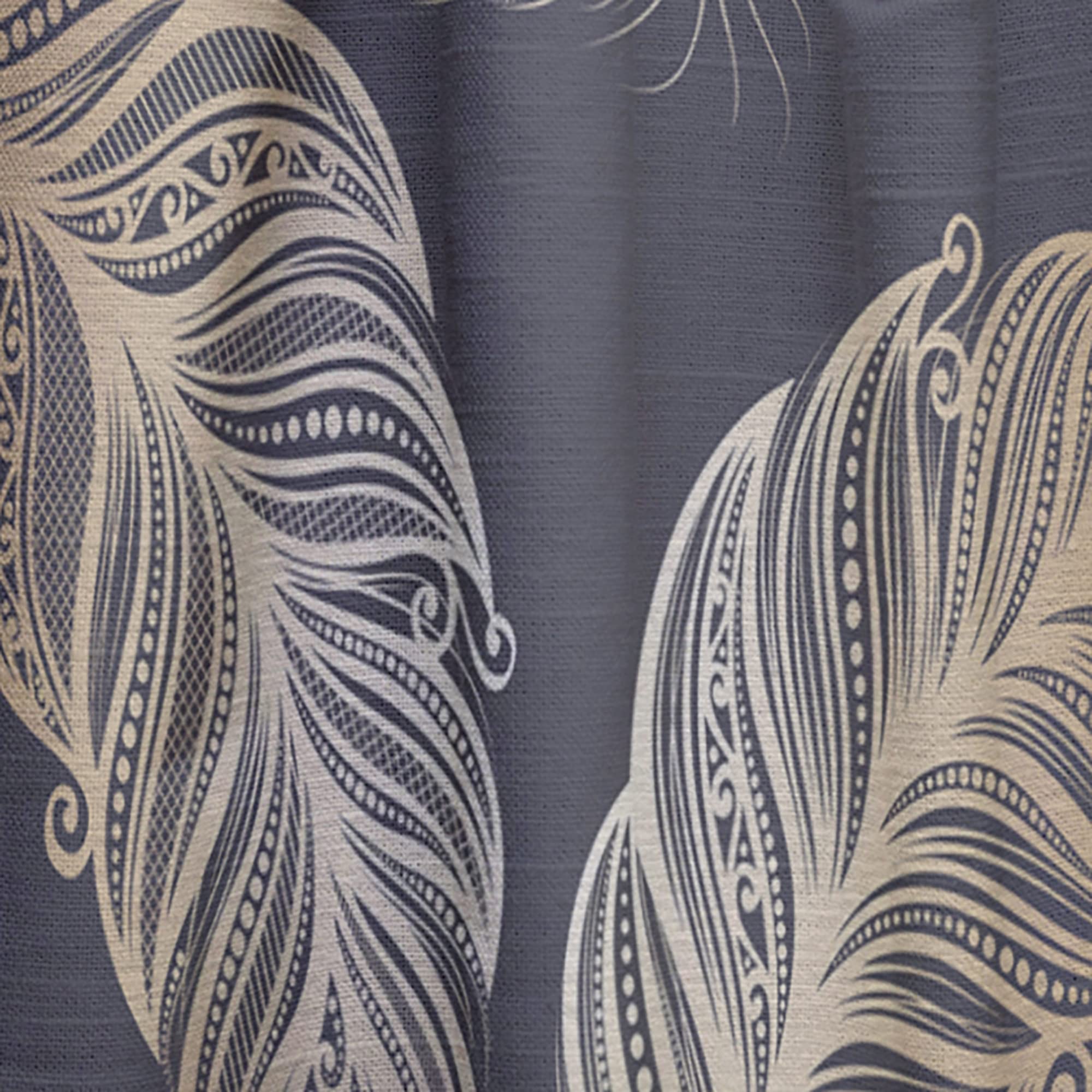 DesignQ Thermal Insulated Blackout Curtains - Feather Pattern Window Drapes for Bedroom & Living Room, 52x120 Inches Single Panel, Noise Reducing & Energy Saving for Better Sleep & Home Decor