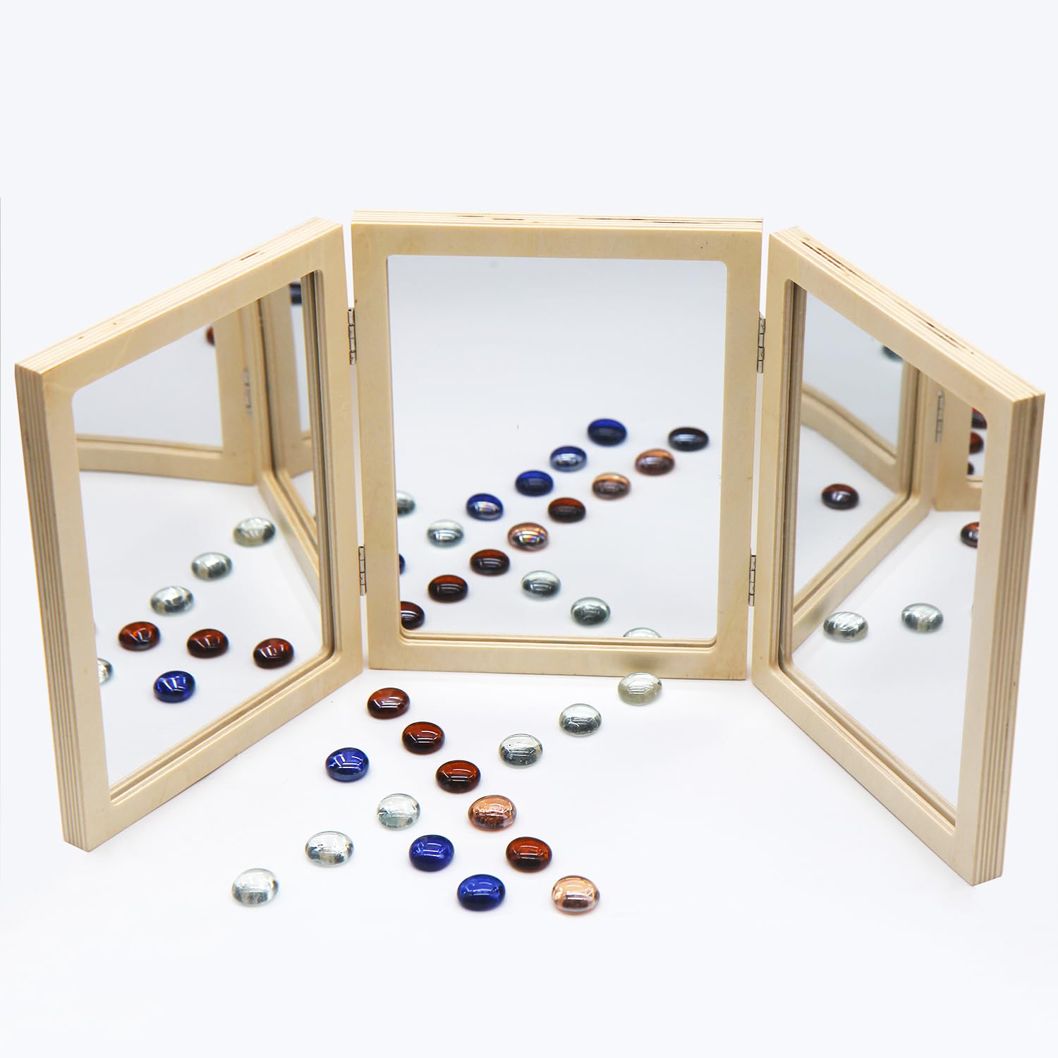 Montessori & Reggio Inspired 3-Panel Unbreakable Mirror for Kids - Classroom Science Activity, Self Portrait & Multi-Angle Observation - Perfect for Light Table Play & Early Childhood Education